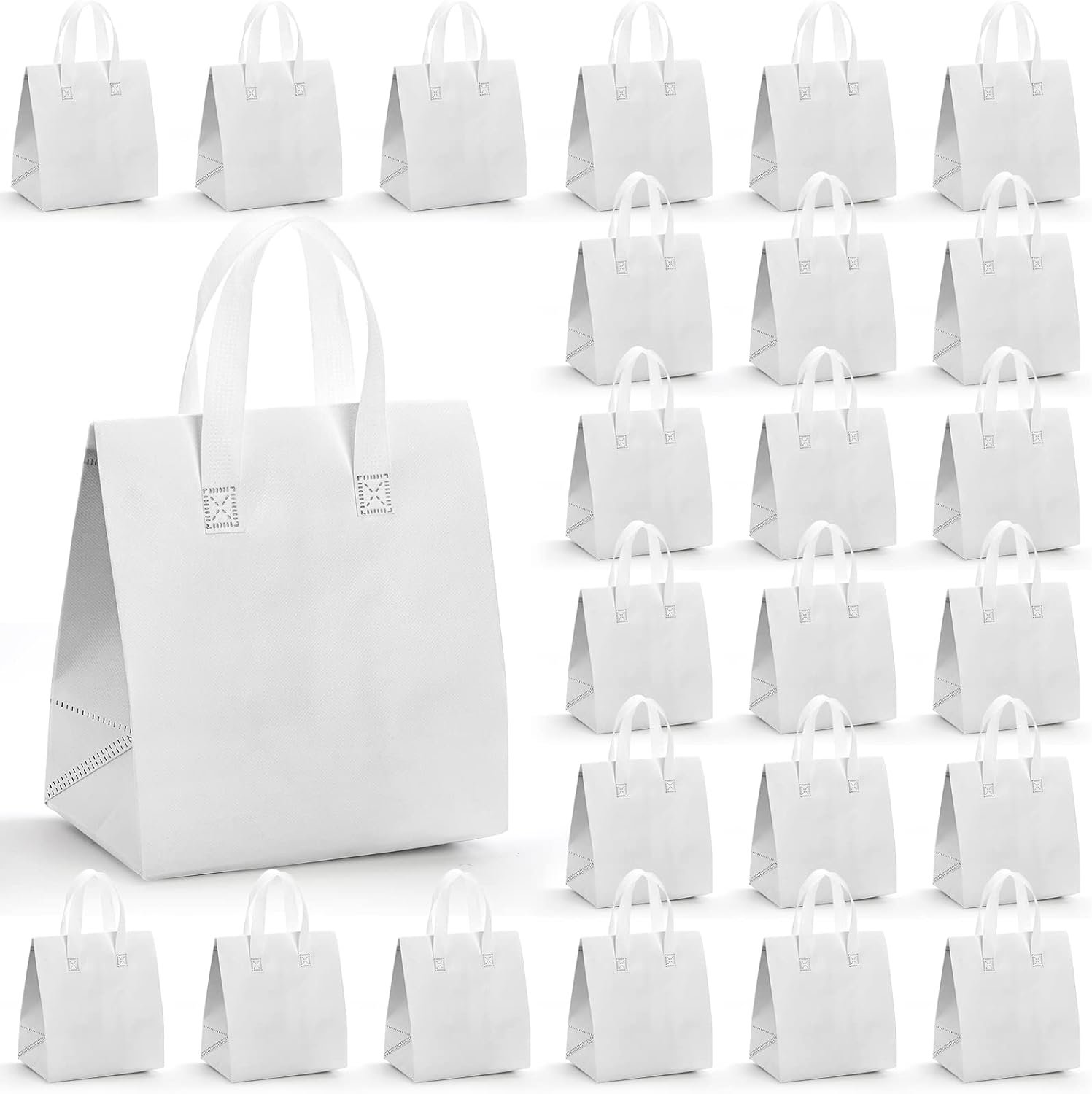Produttore Confezione da 25 Borse Termiche Isolanti Take Away con Logo Personalizzato, Piccole Borse Frigo Bianche per Cibi Caldi Freddi Surgelati Food Delivery 9,5 x 6 x 10 Pollici Marchio Bianco