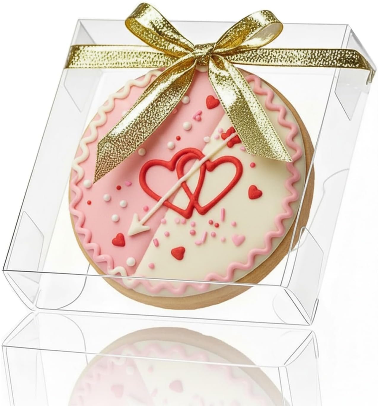 Produttore Confezione da 50 Scatole Trasparenti 10x10x3 cm per Biscotto Singolo con Finestra Completa in Plastica per Macaron Donut Dessert Feste Natale San Valentino con Logo Personalizzato Marchio Bianco