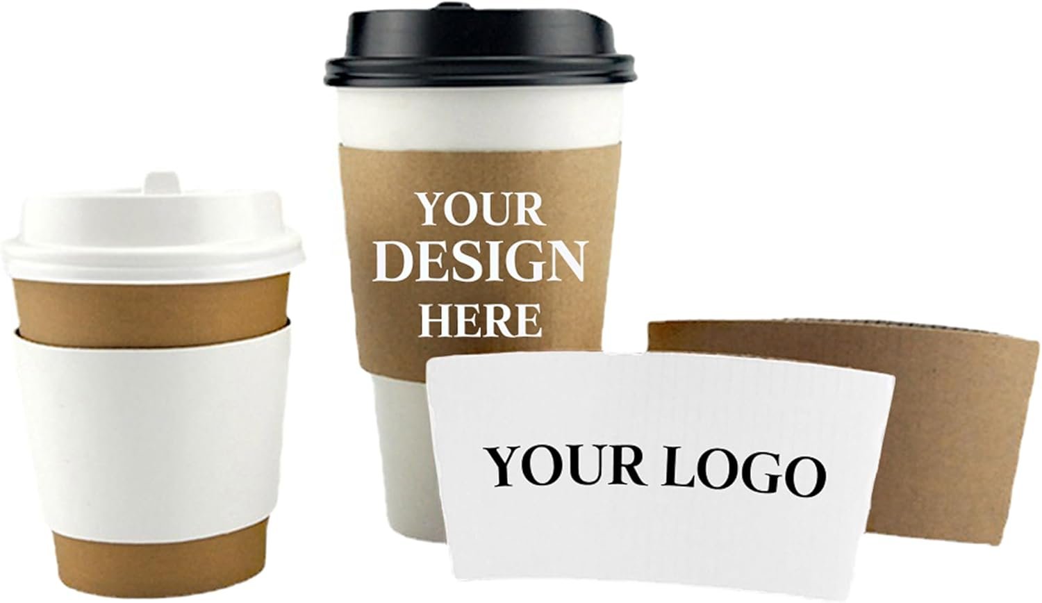 Produttore Manicotti Tazze Caffè con Logo Personalizzato Carta Corrugata per 10-20 oz Bianco Marrone 20-300 Pz Marchio Bianco