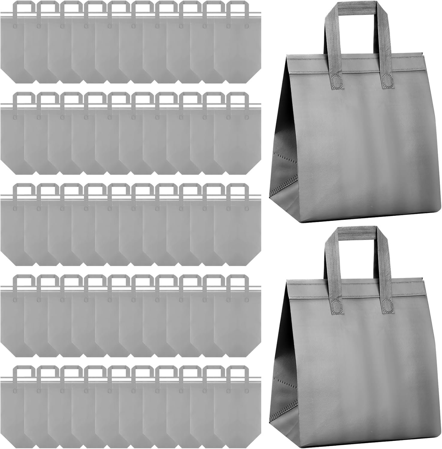 Produttore Sacchetti Termici Isolanti Monouso All'ingrosso 200 Pezzi 26x28x17 cm Grigio per Cibo Caldo Freddo Surgelato Asporto Consegne con Logo Personalizzato Marchio Bianco