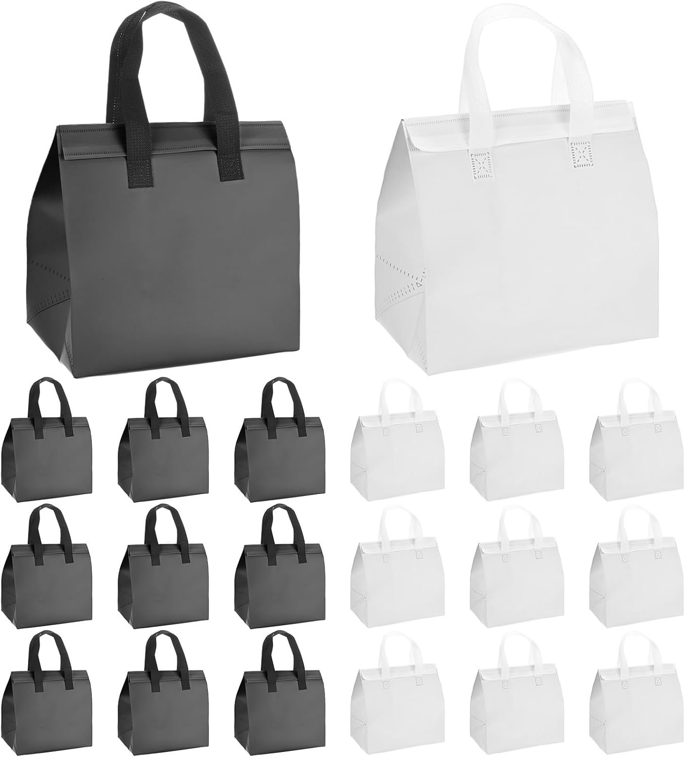 Produttore di Borse Isotermiche per Asporto [20 pz.] con Logo Personalizzato all'ingrosso - Isolamento Termico Bulk per Alimenti Caldi Freddi Surgelati Consegne Negozi [Nero e Bianco-9.4IN] Marchio Bianco