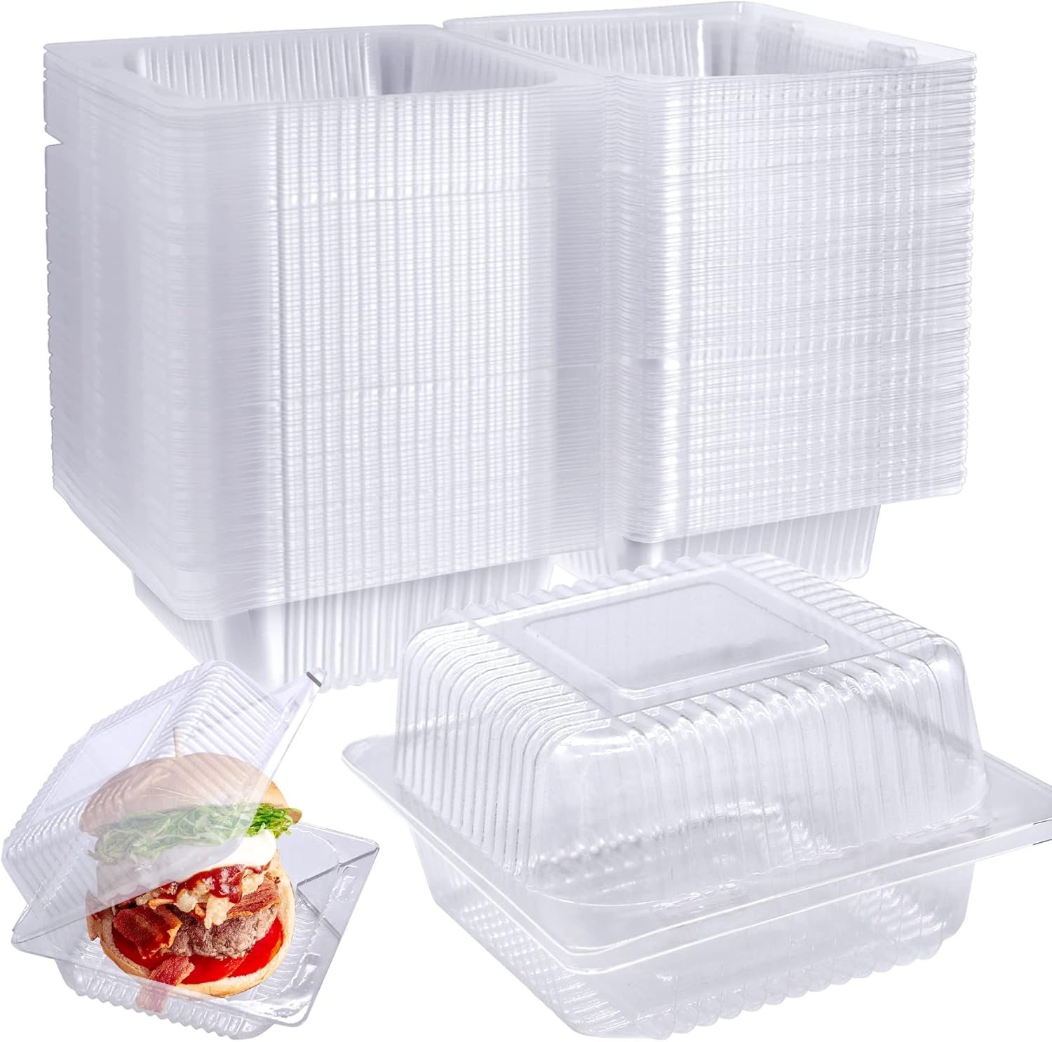Produttore di Contenitori Plastici Trasparenti con Coperchio a Cerniera 100 Pezzi per Fette di Torta Individuali Quadrati Monouso a Guscio con Logo Personalizzato per Torte Biscotti Pasta Panini Insalate Marchio Bianco