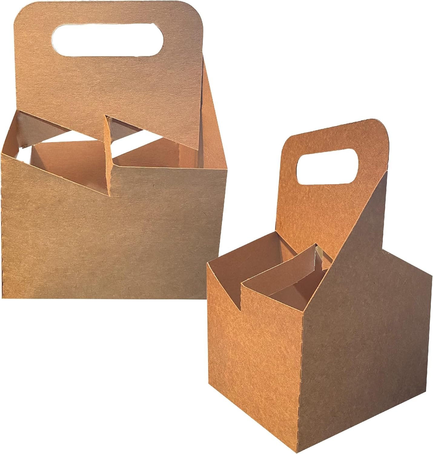 Produttore di Portabevande per 4 Tazze con Maniglia | Portatazza in Cartone Kraft Monouso con Logo Personalizzato per Bevande Calde o Fredde | Marchio Bianco per Consegne Cibo (50)