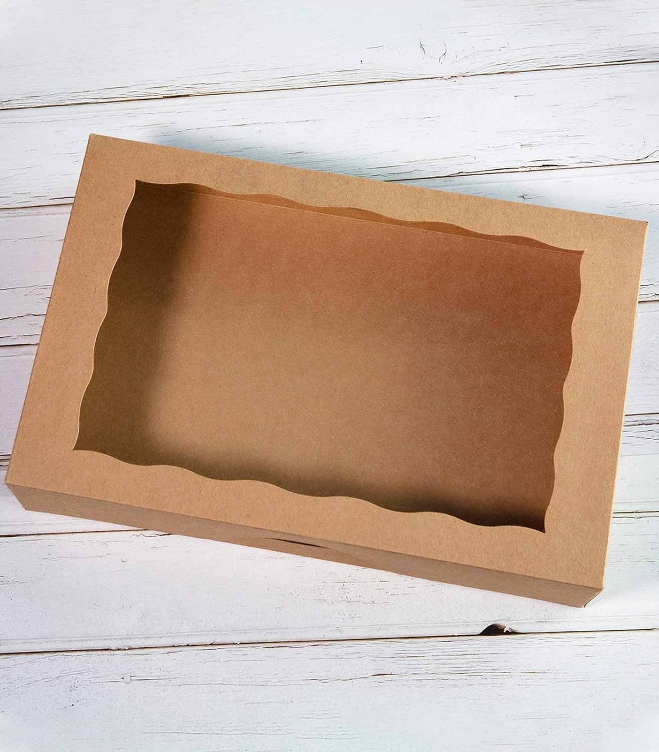Logo Personalizzato Scatole Pasticceria Marrone 14x10x3inch con Finestra PVC per Donuts Grandi Muffins Cookies Marchio Bianco Auto-Pop Up Cartone Naturale Take Away dal Fornitore Confezione da 15