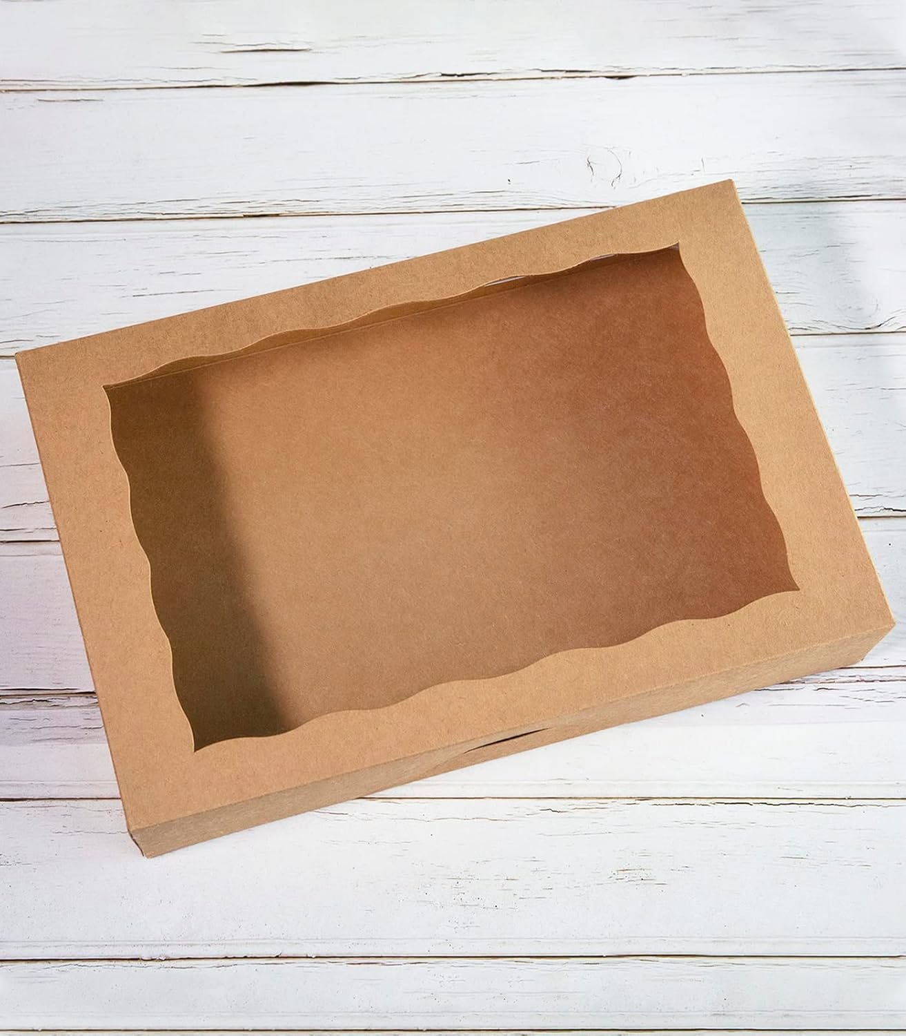 Logo Personalizzato Scatole Pasticceria Marrone 14x10x3inch con Finestra PVC per Donuts Grandi Muffins Cookies Marchio Bianco Auto-Pop Up Cartone Naturale Take Away dal Fornitore Confezione da 15