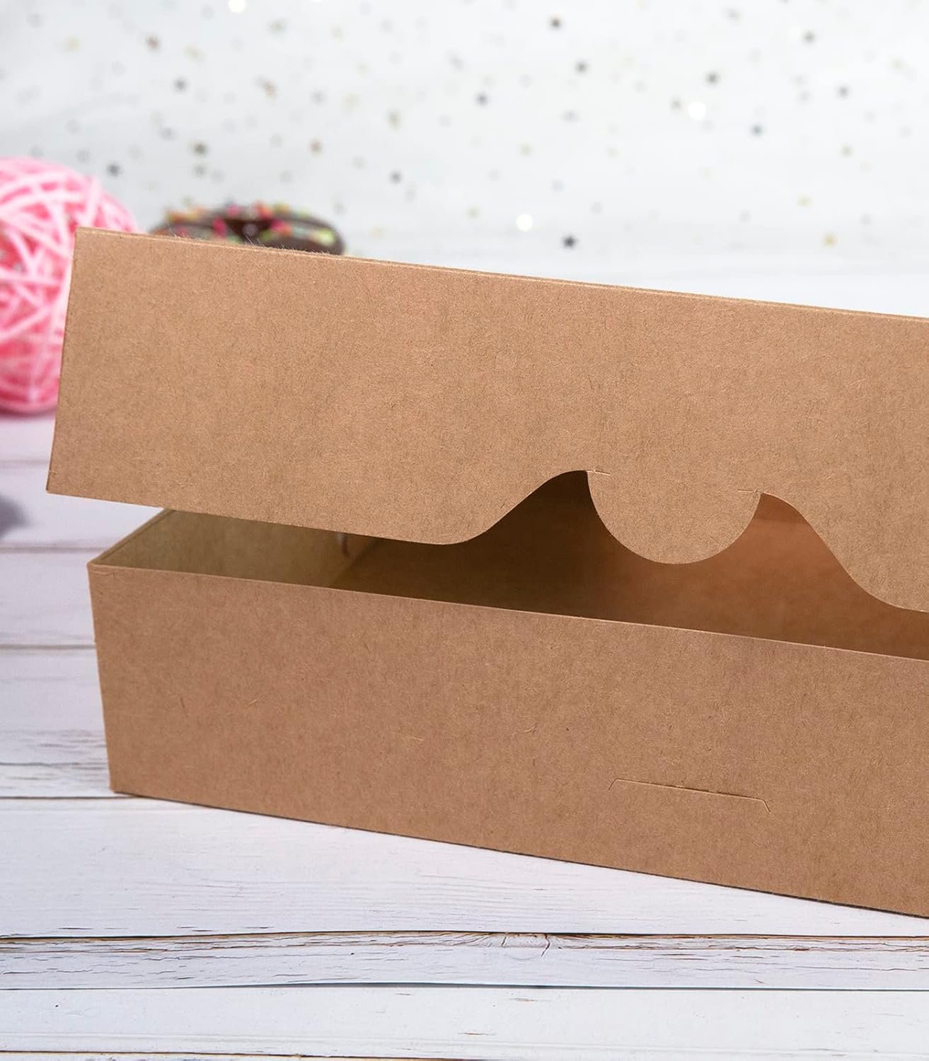 Logo Personalizzato Scatole Pasticceria Marrone 14x10x3inch con Finestra PVC per Donuts Grandi Muffins Cookies Marchio Bianco Auto-Pop Up Cartone Naturale Take Away dal Fornitore Confezione da 15