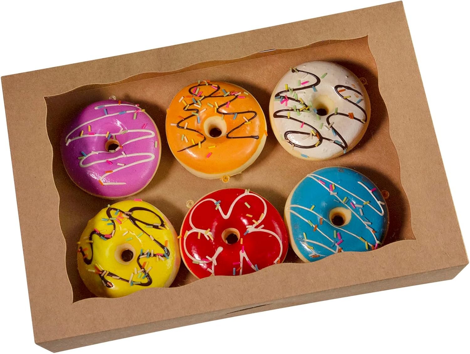 Logo Personalizzato Scatole Pasticceria Marrone 14x10x3inch con Finestra PVC per Donuts Grandi Muffins Cookies Marchio Bianco Auto-Pop Up Cartone Naturale Take Away dal Fornitore Confezione da 15
