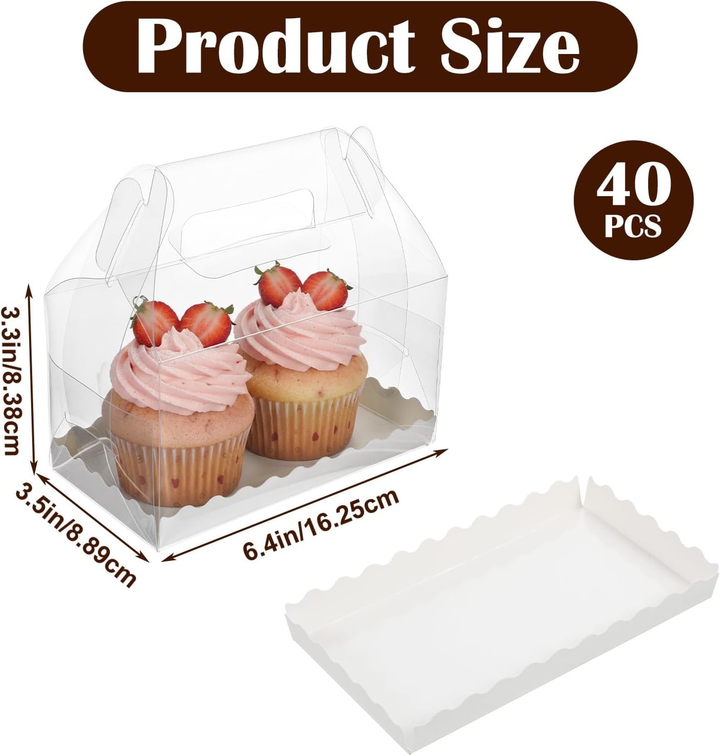 Produttore Scatole Regalo Trasparenti a Bustina con Logo Personalizzato 40 pz 6.4 Pollici Plastica con Manico per Pasticceria Dolci Feste Compleanno Matrimonio Baby Shower Marchio Bianco