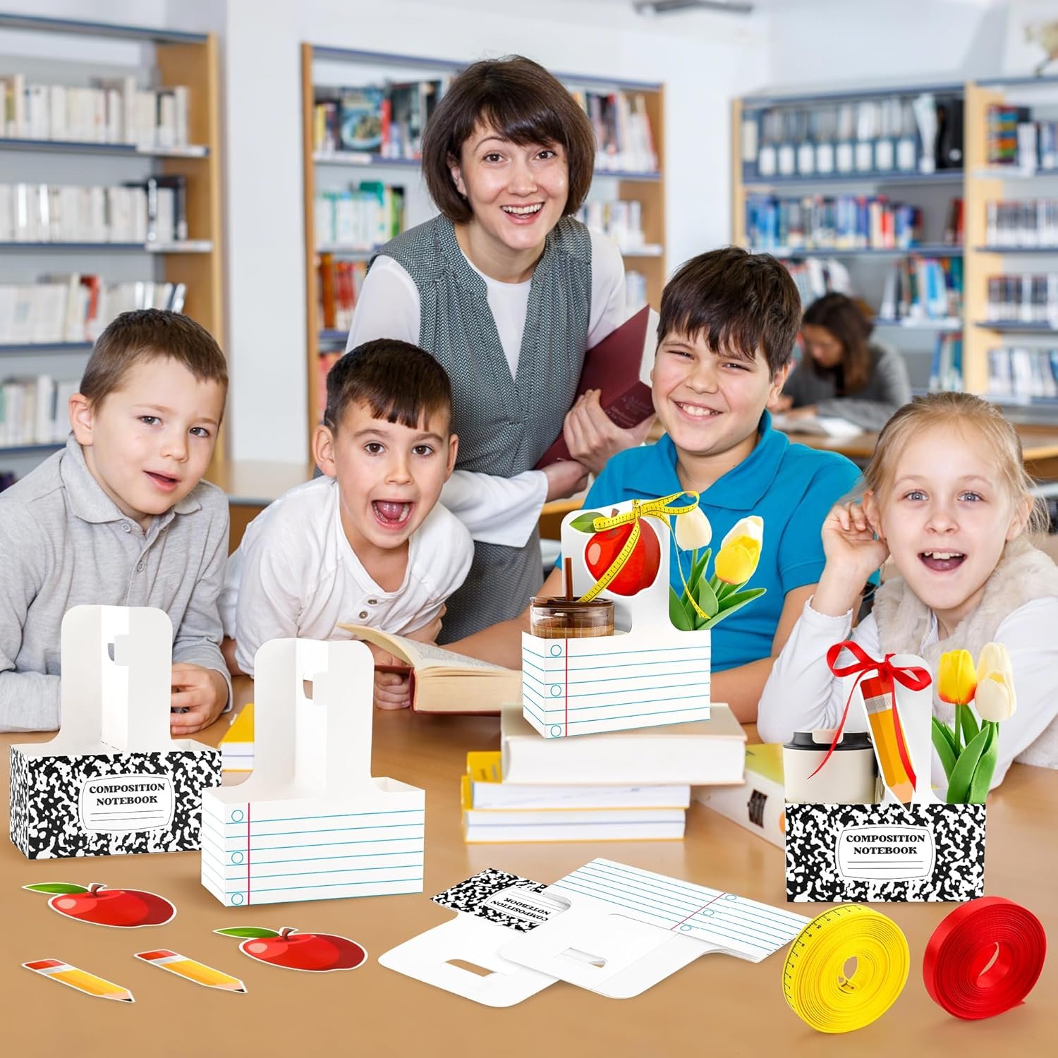 Logo Personalizzato 24 Set Regali Ringraziamento Insegnanti Portabevande 2 Tazze Biglietti Auguri Nastro Quaderno Scolastico Marchio Bianco Bulk Ritorno Scuola Festa Caffè Bevande Calde Fredde Fornitore