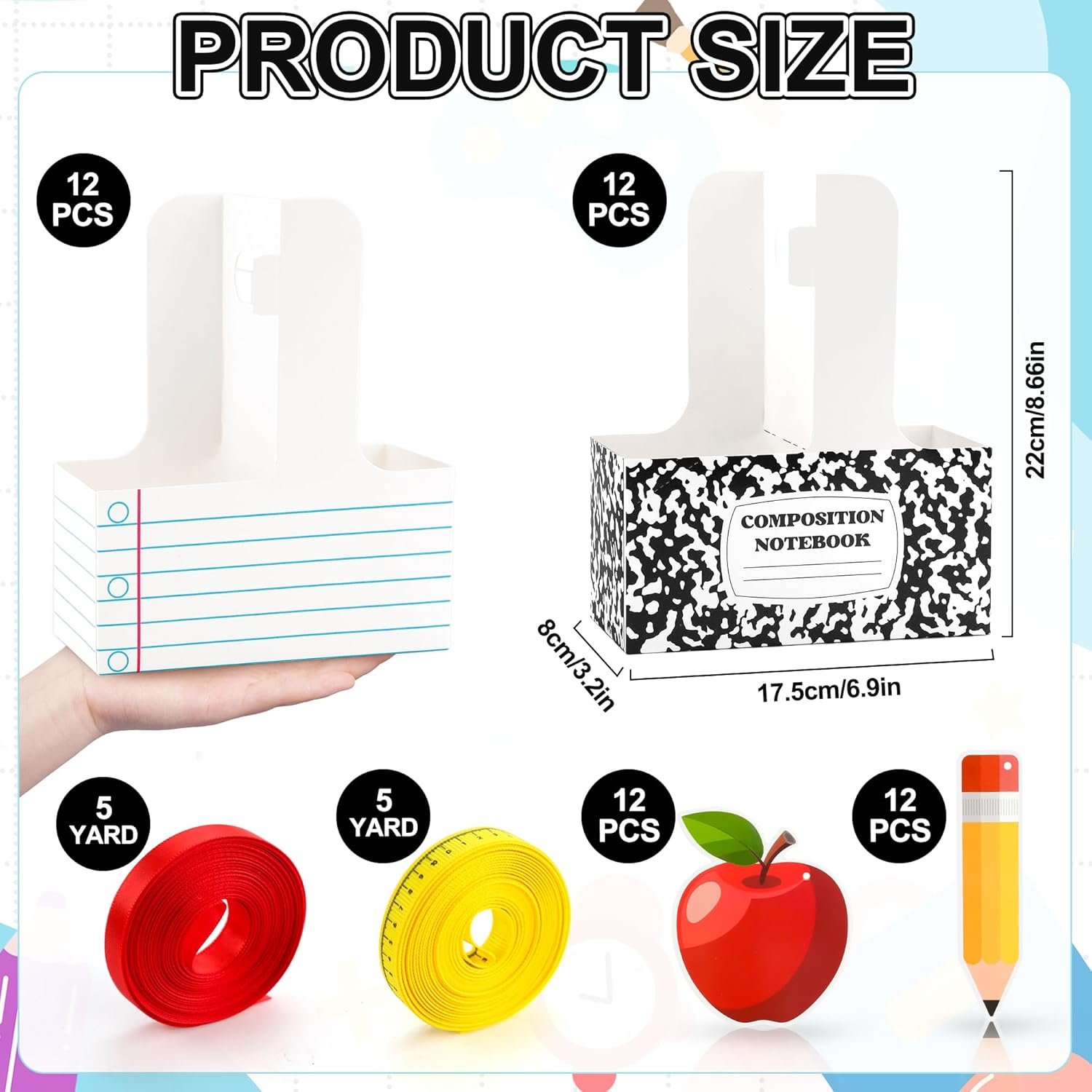 Logo Personalizzato 24 Set Regali Ringraziamento Insegnanti Portabevande 2 Tazze Biglietti Auguri Nastro Quaderno Scolastico Marchio Bianco Bulk Ritorno Scuola Festa Caffè Bevande Calde Fredde Fornitore