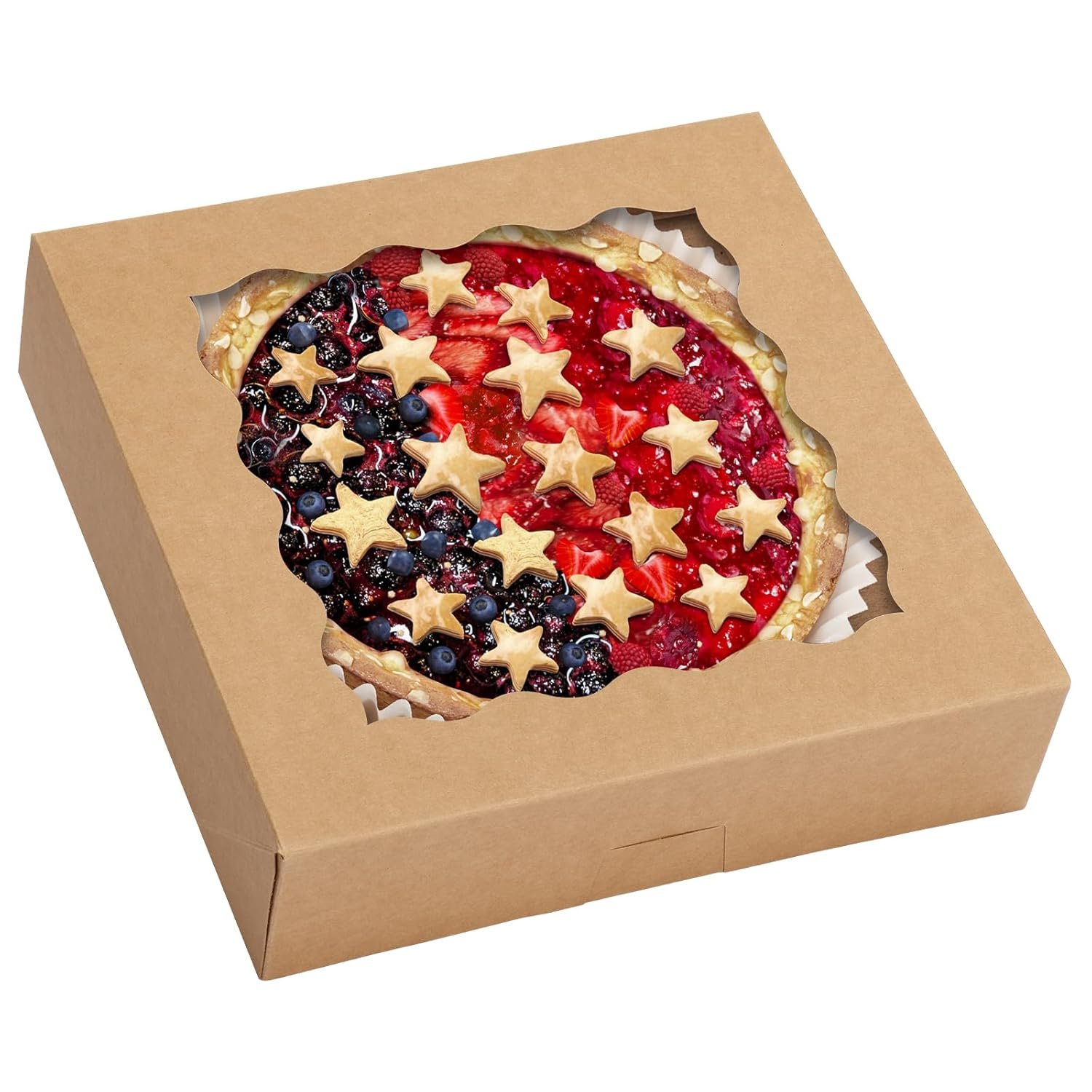 Marchio Bianco Scatole per Crostate 38 pz 10x10x2.5 Pollici Auto-Popup con Finestra per Biscotti Dolci Torte Crostate Fragole Ricoperte di Cioccolato Macarons Donuts Muffins con Logo Personalizzato dal Produttore