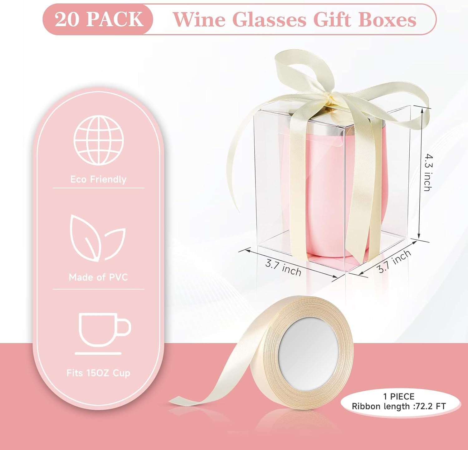 Marchio Bianco Scatole Regalo Bicchieri Vino Senza Gambo Confezione da 20 Finestra Trasparente Logo Personalizzato per 15oz Addio al Nubilato Matrimonio Fornitore