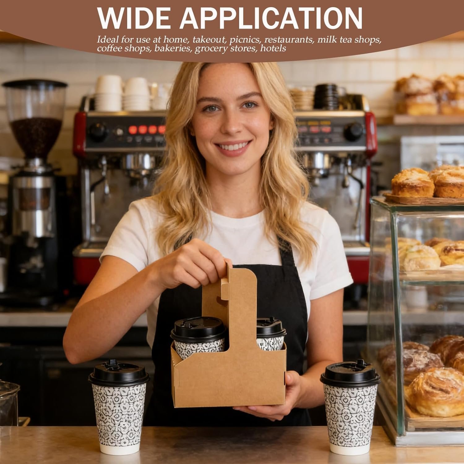 Produttore di Portabevande in Cartone Kraft per 2 o 4 Tazze con Maniglia Confezione da 50 Portatile per Consegne Caffè Bevande con Logo Personalizzato Marchio Bianco