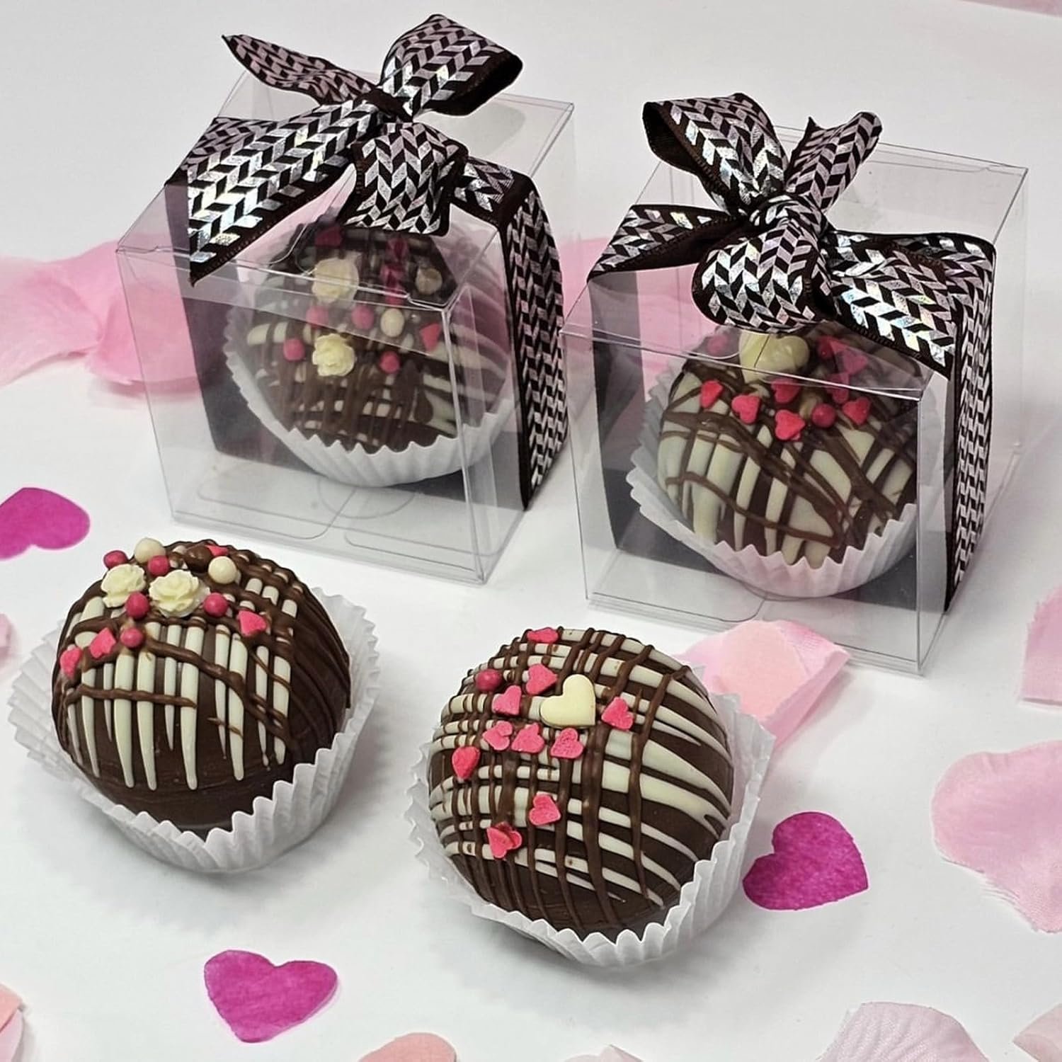 Produttore Scatole Trasparenti per Bombe di Cioccolato Caldo 50 Confezioni con Logo Personalizzato Piccole per Cupcake Caramelle Bomboniere Compleanno Matrimonio Party Marchio Bianco 3x3x3 Pollici