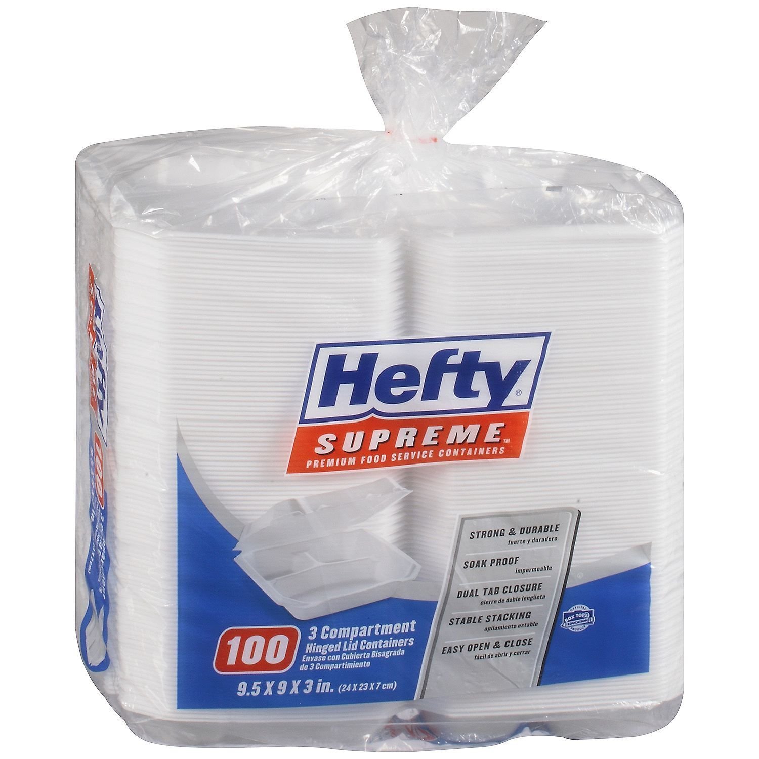 Logo Personalizzato Vassoio in Schiuma Compartimentato 9" con Coperchio a Cerniera Marchio Bianco dal Produttore (100 Pezzi)