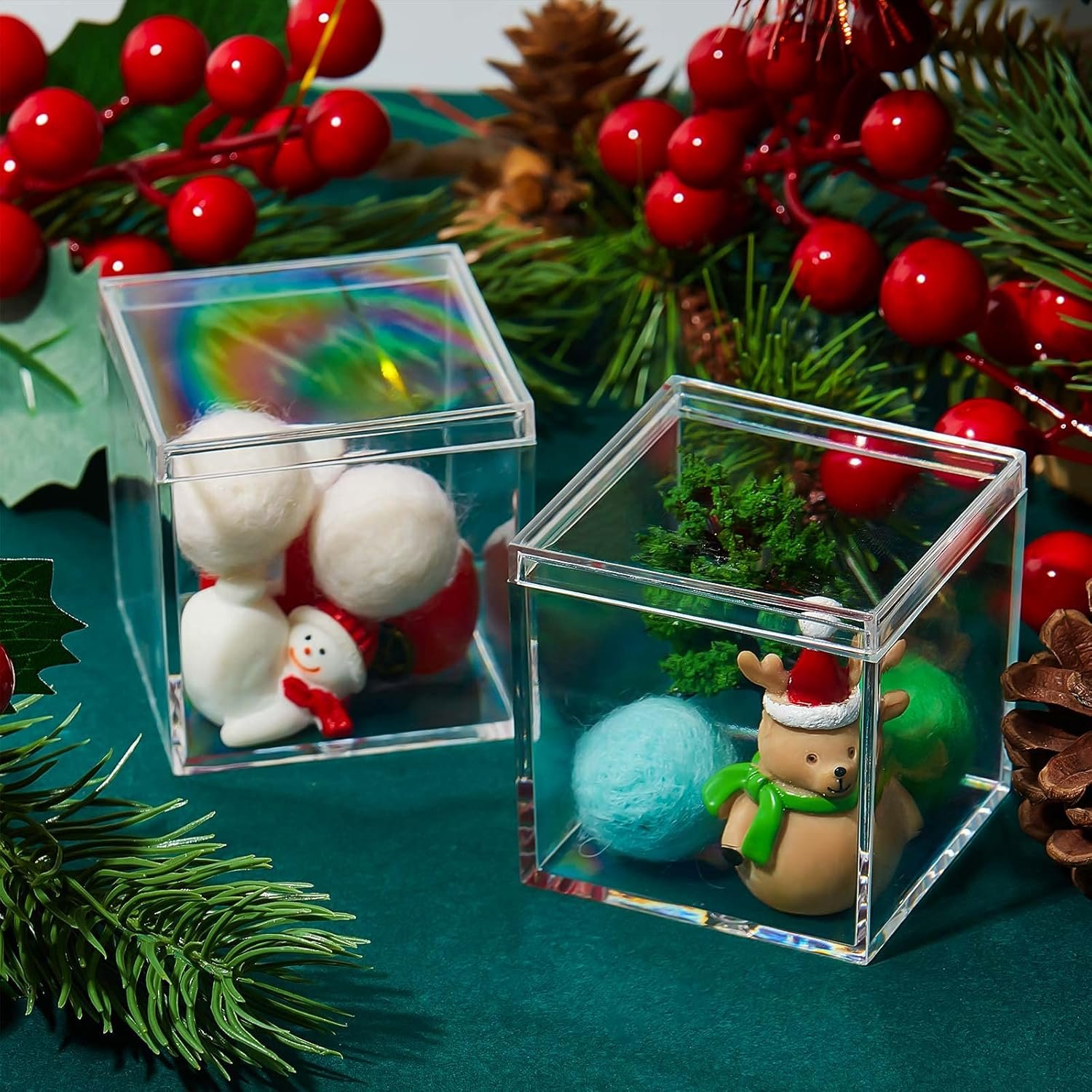 Logo Personalizzato 8 Pezzi Scatole Acrilico Trasparente con Coperchio Contenitori Cubo Mini per Caramelle Gioielli Bomboniera Pasqua, Marchio Bianco dal Produttore (6,6 x 6,6 x 6,6 cm Stile Classico)