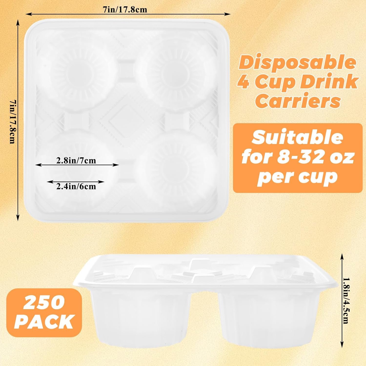 Marchio Bianco Portabicchieri Usa e Getta per 4 Tazze con Logo Personalizzato in Plastica per Bevande Calde e Fredde 8-32 oz Confezione da 250 per Ristoranti Asporto e Consegne del Produttore