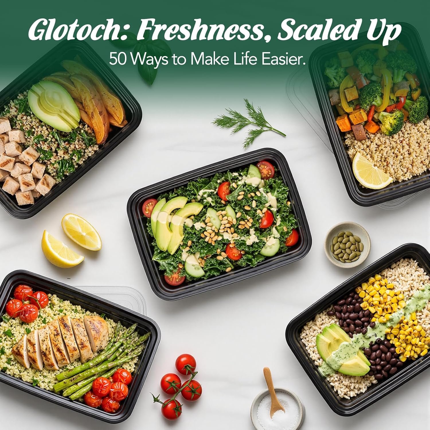 Fornitore Contenitori Meal Prep 32oz Confezione da 50 (100 Pezzi) con Coperchi Monocomparto Plastica con Logo Personalizzato Riutilizzabili Bento Box Controllo Porzioni Asporto Adatti Microonde Congelatore Lavastoviglie Marchio Bianco