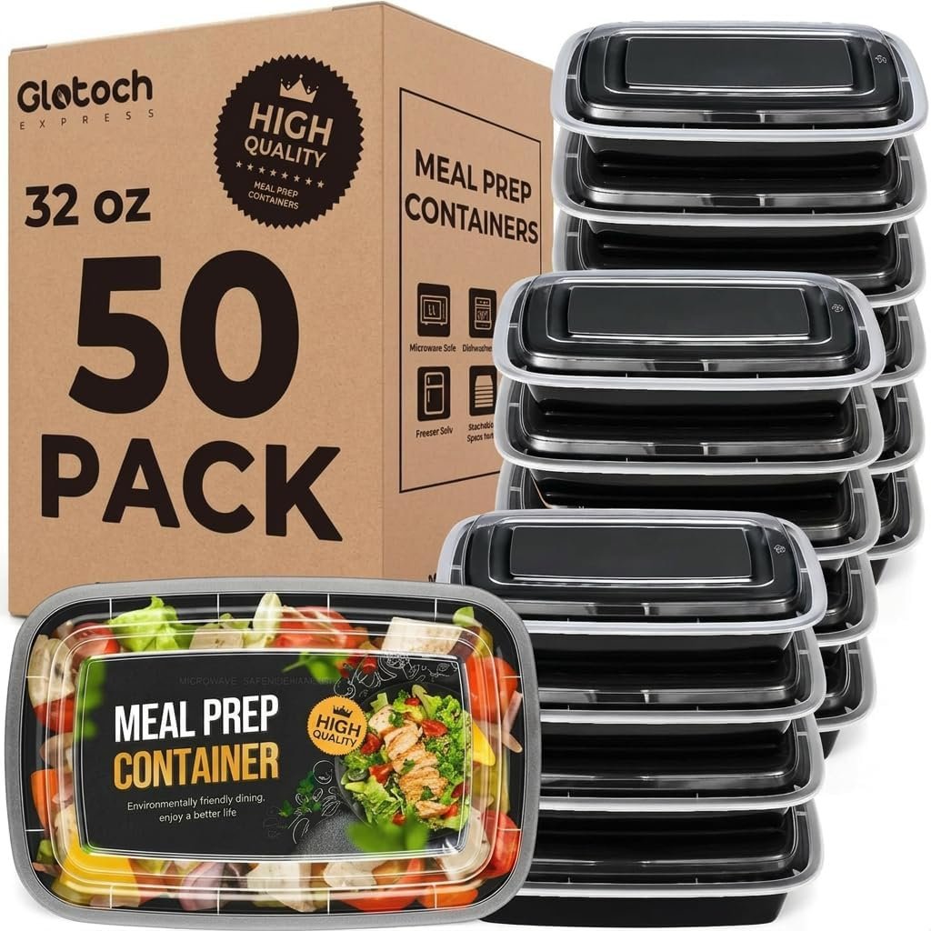Fornitore Contenitori Meal Prep 32oz Confezione da 50 (100 Pezzi) con Coperchi Monocomparto Plastica con Logo Personalizzato Riutilizzabili Bento Box Controllo Porzioni Asporto Adatti Microonde Congelatore Lavastoviglie Marchio Bianco