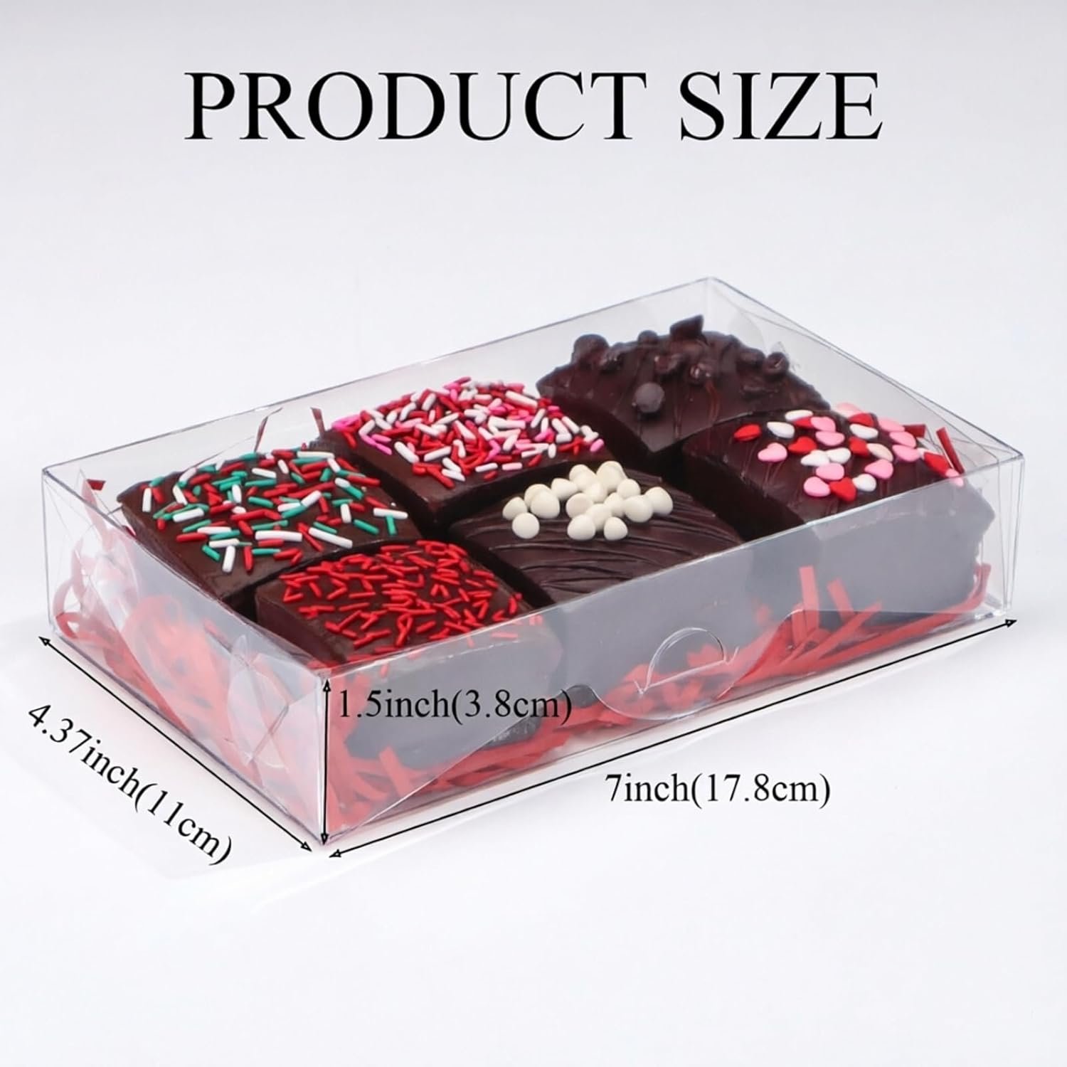 Marchio Bianco Scatole per Biscotti in Plastica Trasparente con Finestra 24 Pezzi 7x4.3x1.5 Pollici Logo Personalizzato per Cioccolato Tartufi Pasticceria Donuts Brownie Sapone Bomboniere Matrimoni Natale San Valentino dal Produttore