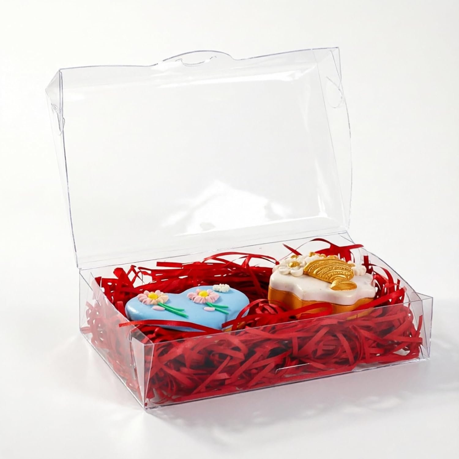 Marchio Bianco Scatole per Biscotti in Plastica Trasparente con Finestra 24 Pezzi 7x4.3x1.5 Pollici Logo Personalizzato per Cioccolato Tartufi Pasticceria Donuts Brownie Sapone Bomboniere Matrimoni Natale San Valentino dal Produttore