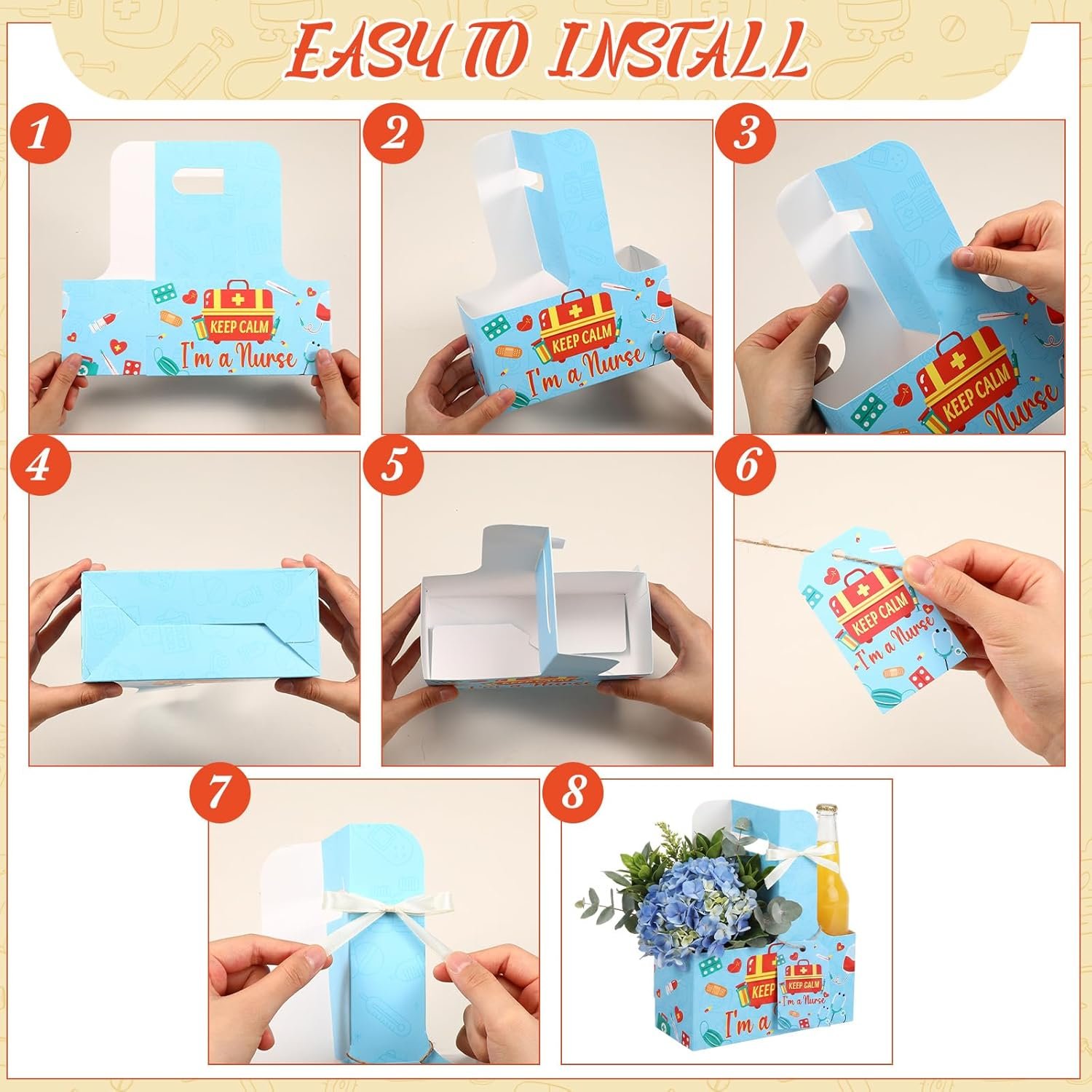 Marchio Bianco 24 Set Portatazza per 2 Tazze con Maniglia Biglietto d'Auguri e Nastro Usa e Getta Regali Apprezzamento Infermiere Festa Laurea con Logo Personalizzato del Produttore