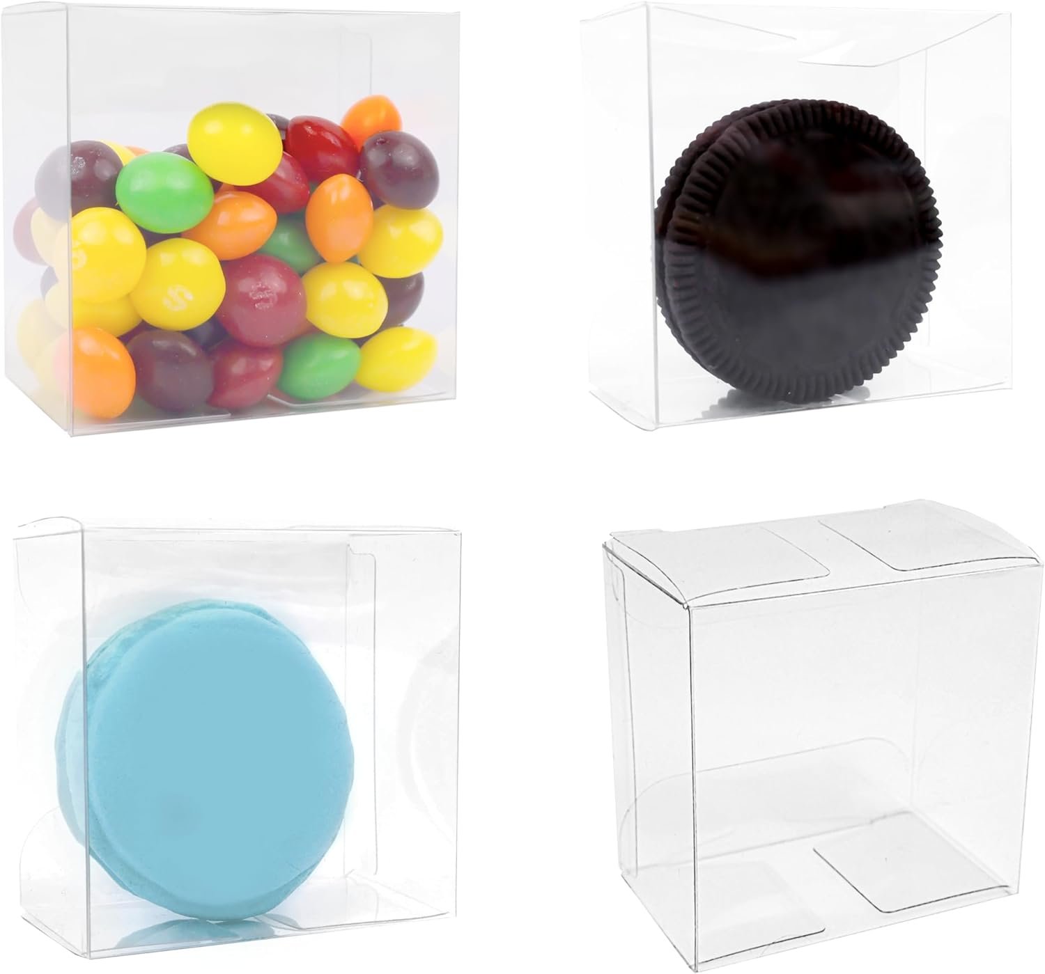 Fornitore Scatole Trasparenti con Logo Personalizzato 50 pz 2,2x2,2x1,4 pollici Piccole per Biscotti Macaron Singolo Caramelle Bomboniere Nuziali Festa Regali Marchio Bianco