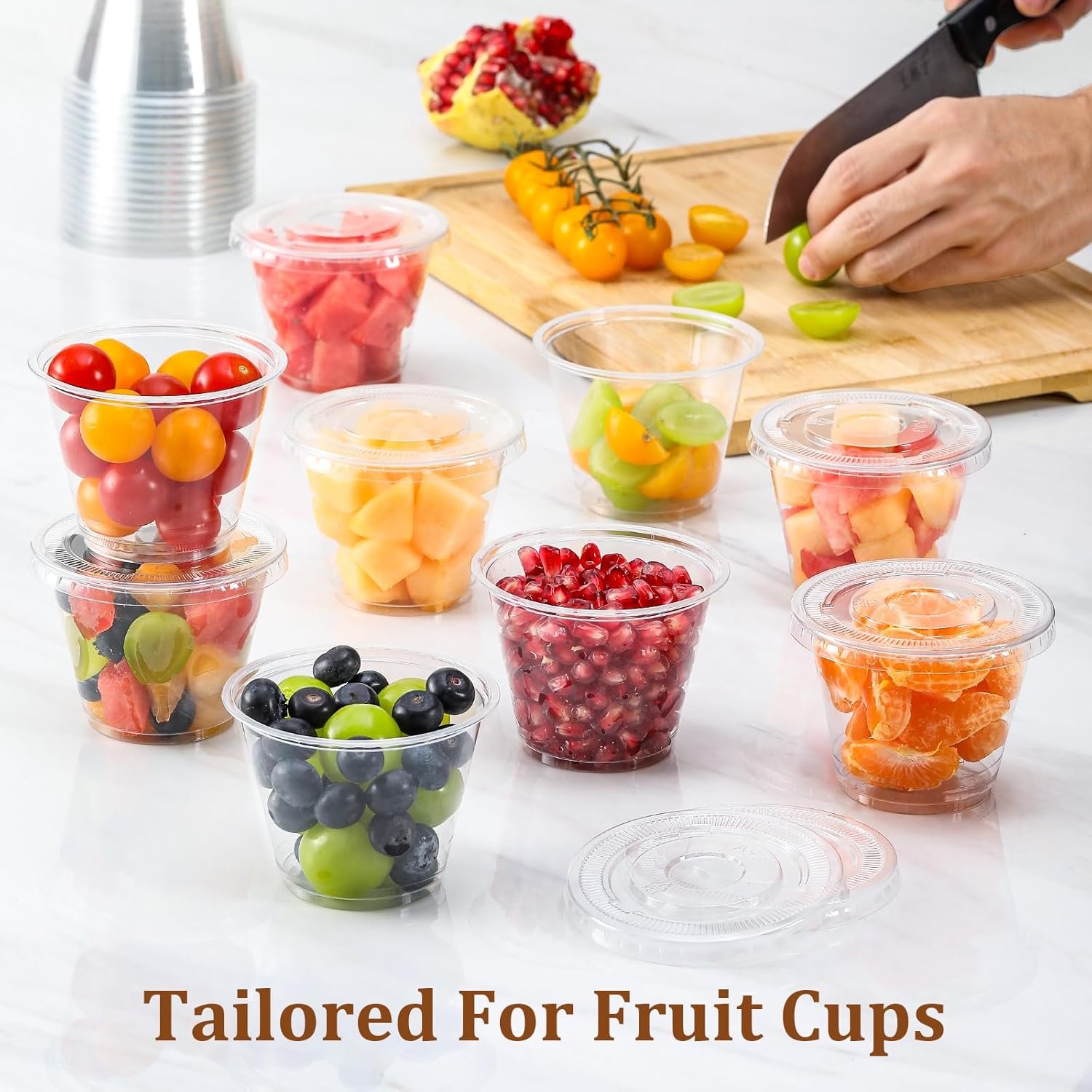Fornitore Coppe in Plastica Trasparente con Logo Personalizzato 50 Set da 9 oz Coperchi Piani Senza Foro Monouso per Gelato Budino Torte Snack Smoothie Milkshake Bevande Fredde Marchio Bianco