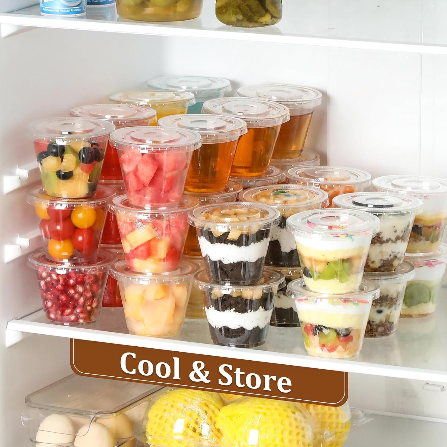 Fornitore Coppe in Plastica Trasparente con Logo Personalizzato 50 Set da 9 oz Coperchi Piani Senza Foro Monouso per Gelato Budino Torte Snack Smoothie Milkshake Bevande Fredde Marchio Bianco