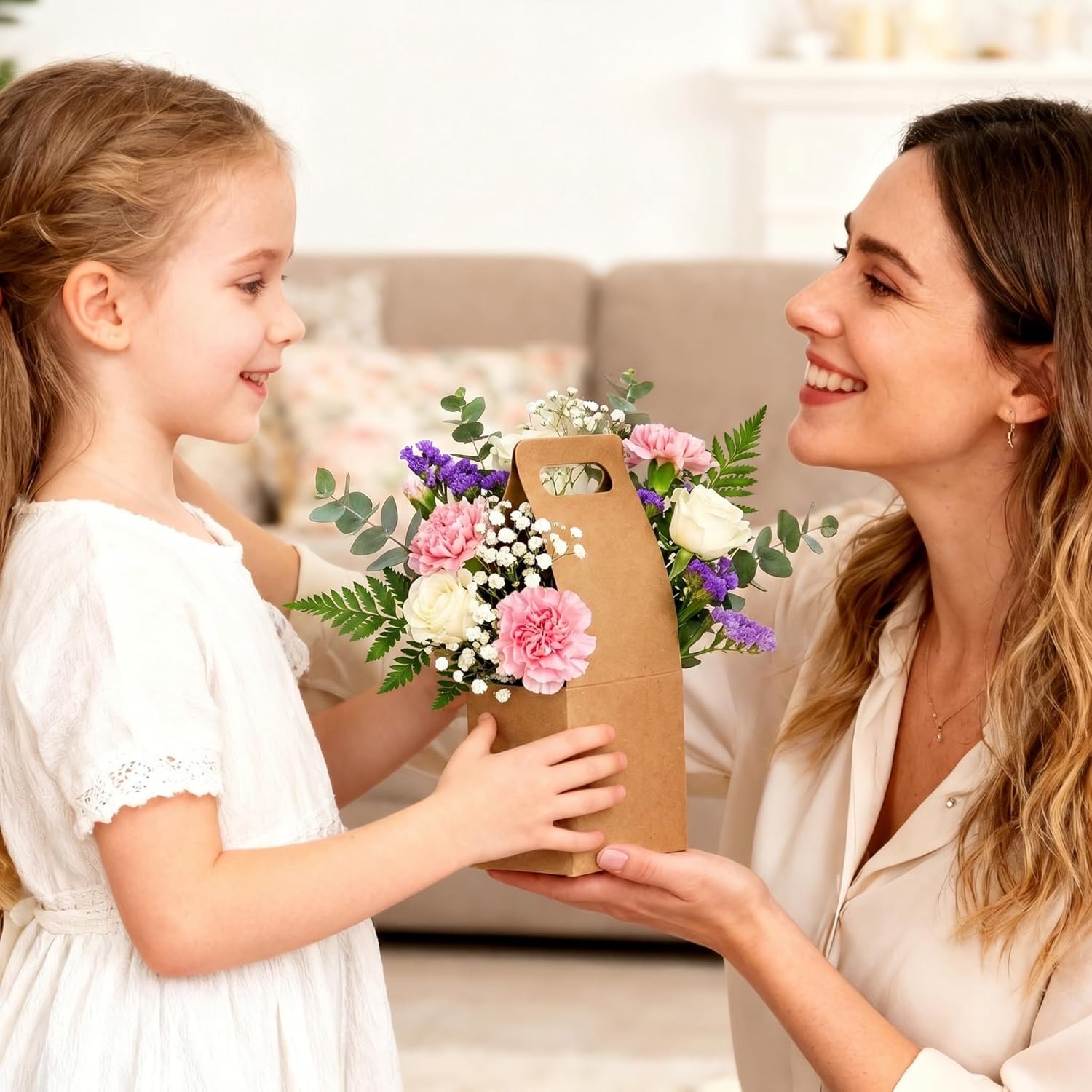 Marchio Bianco Confezione da 10 Portatazza Monouso con Maniglia in Cartone per Tazza Singola Caffè Tè Caldo o Freddo, Portabevande Portatile con Logo Personalizzato per Bouquet Fiori Consegne Cibo dal Produttore