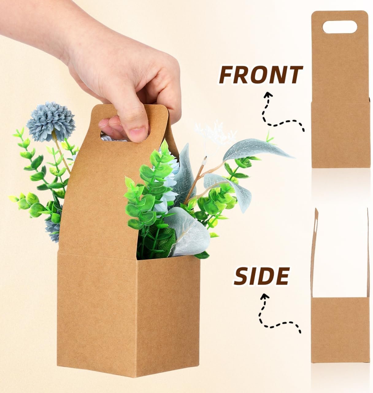 Marchio Bianco Confezione da 10 Portatazza Monouso con Maniglia in Cartone per Tazza Singola Caffè Tè Caldo o Freddo, Portabevande Portatile con Logo Personalizzato per Bouquet Fiori Consegne Cibo dal Produttore