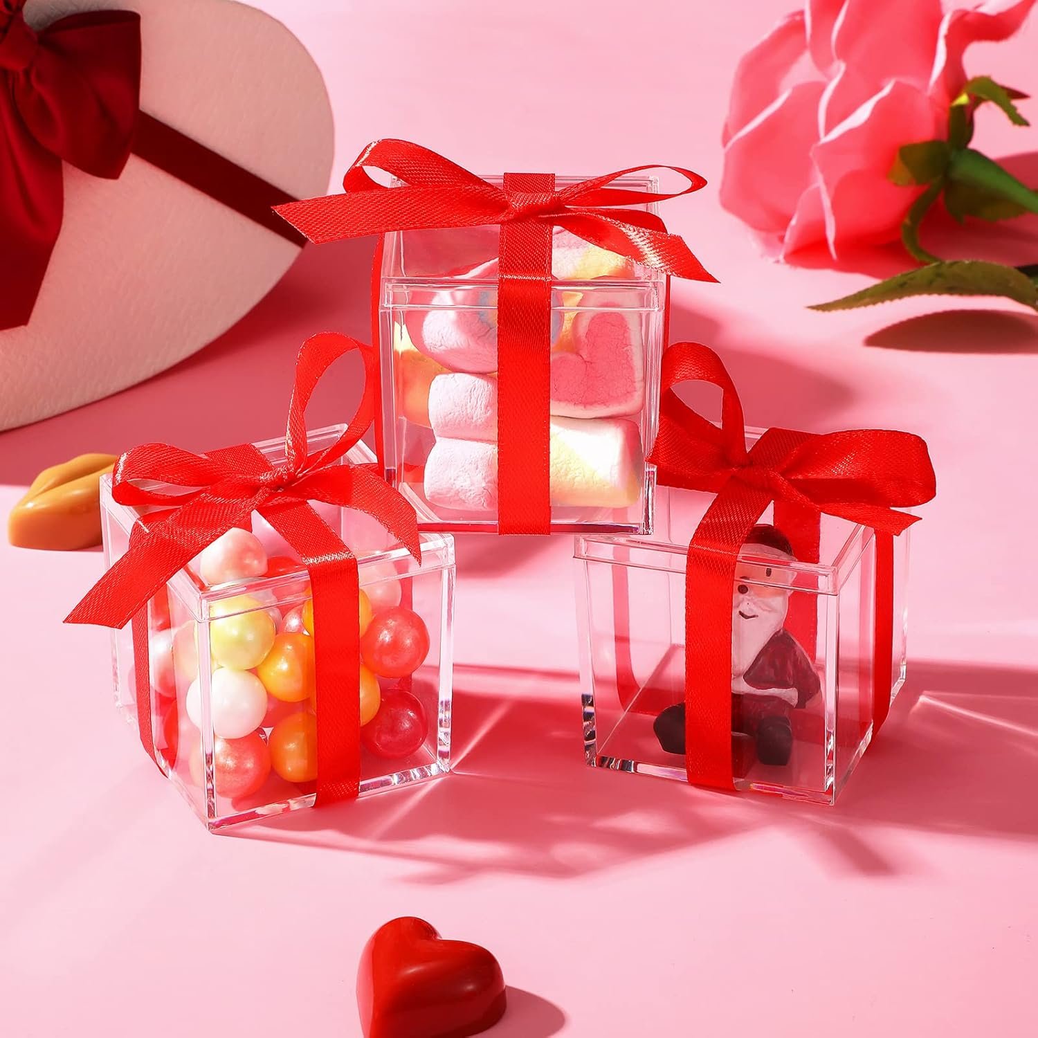 Logo Personalizzato Confezione da 18 Cubi Acrilici Trasparenti Quadrati con Coperchio per Caramelle e Gioielli Marchio Bianco Fornitore 5,6 x 5,6 x 5,6 cm