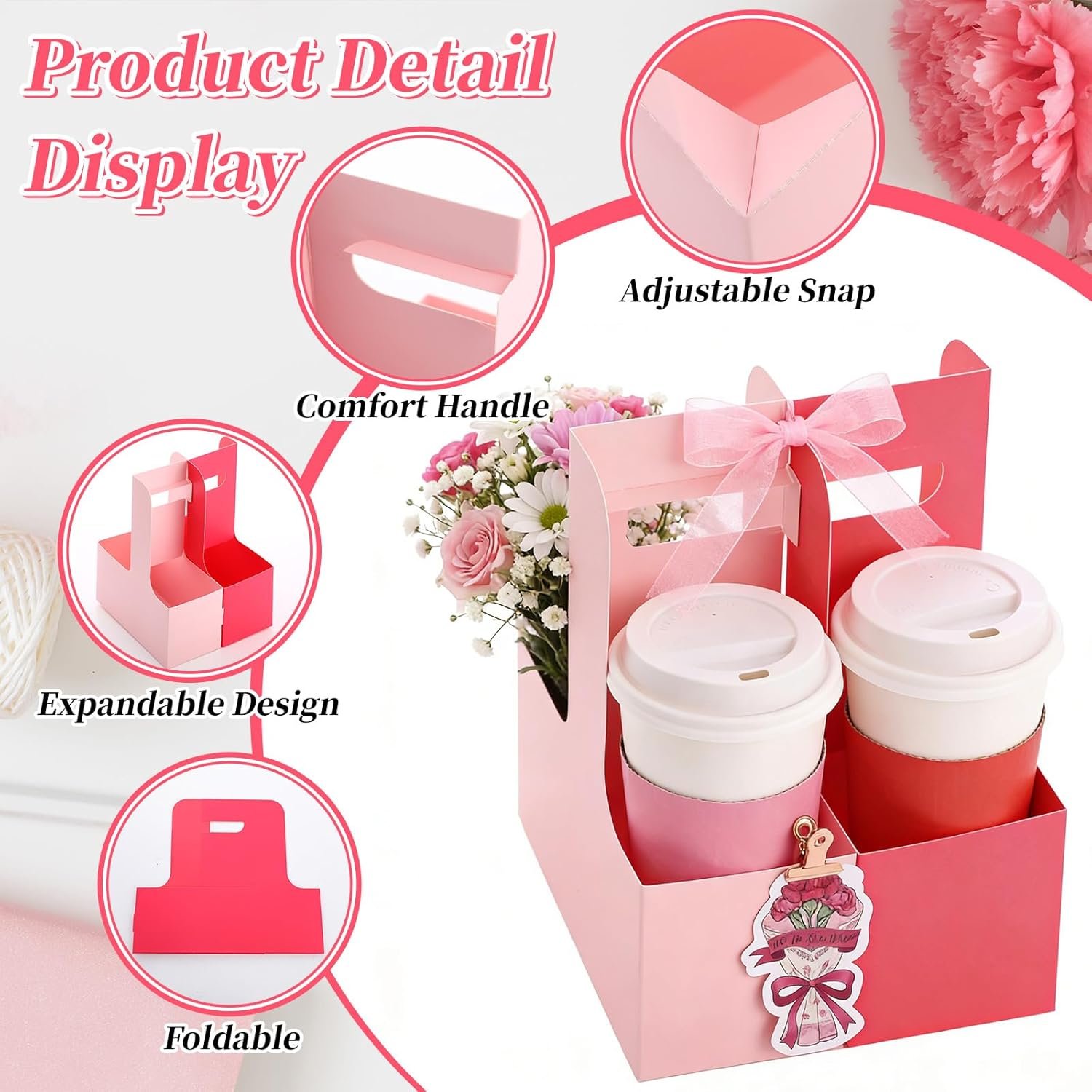 Logo Personalizzato Portabevande 24 Set 2 Tazze Rosa con Maniglia Biglietto Clip Oro Rosa Usa e Getta per Festa della Mamma Ringraziamento Insegnanti Favori Marchio Bianco Fornitore