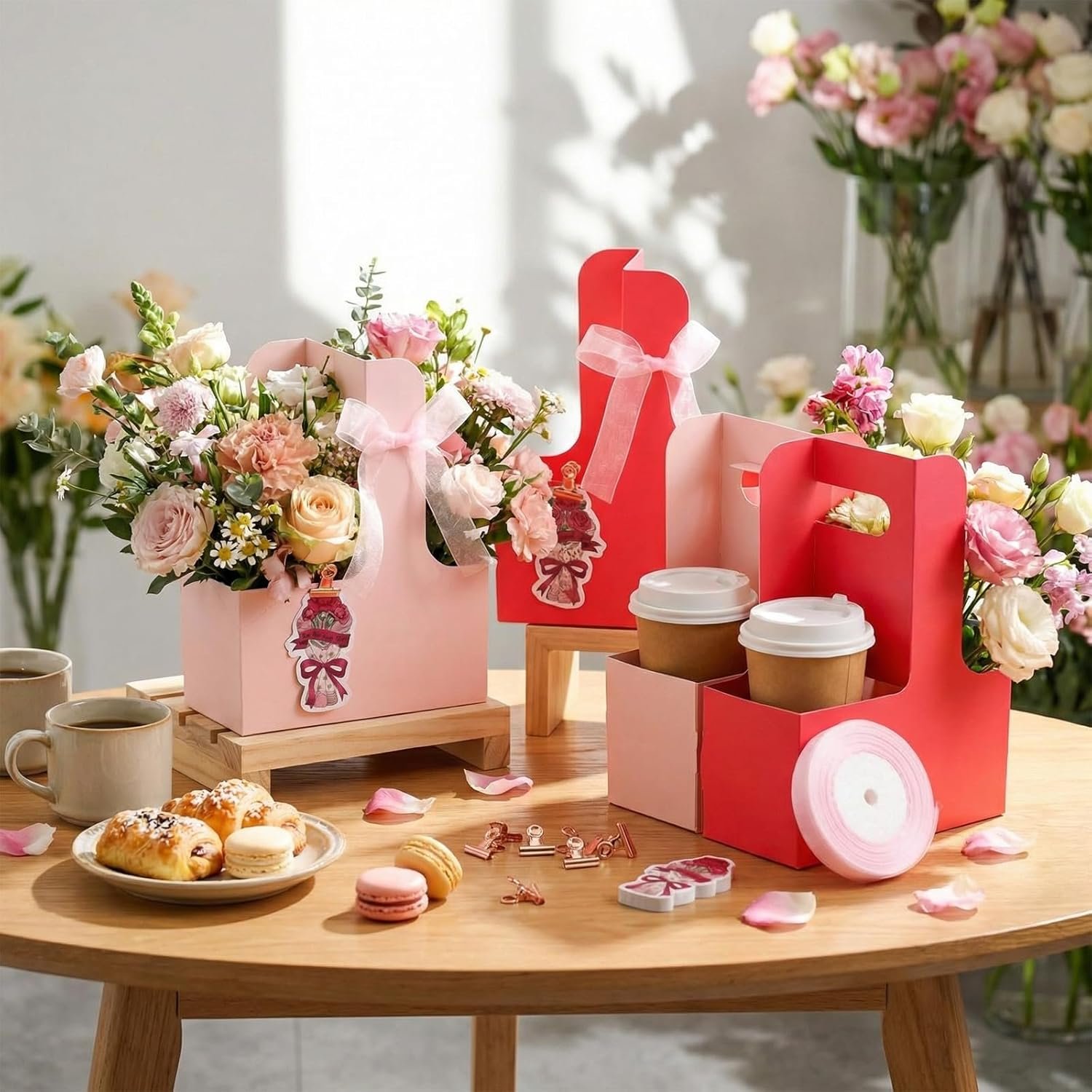 Logo Personalizzato Portabevande 24 Set 2 Tazze Rosa con Maniglia Biglietto Clip Oro Rosa Usa e Getta per Festa della Mamma Ringraziamento Insegnanti Favori Marchio Bianco Fornitore