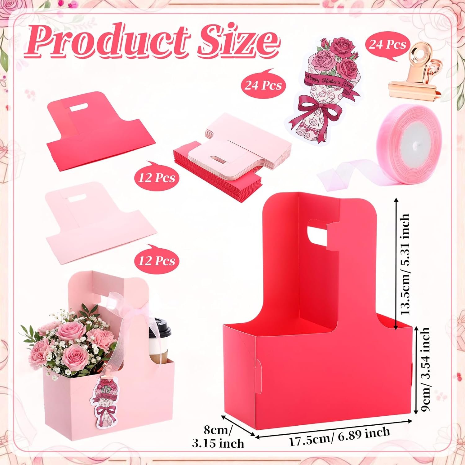 Logo Personalizzato Portabevande 24 Set 2 Tazze Rosa con Maniglia Biglietto Clip Oro Rosa Usa e Getta per Festa della Mamma Ringraziamento Insegnanti Favori Marchio Bianco Fornitore