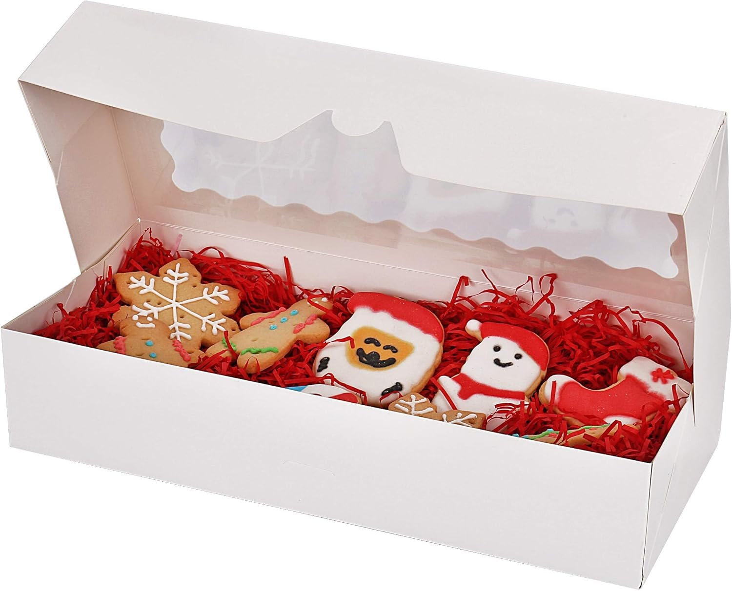 Produttore Scatole per Biscotti con Finestra e Logo Personalizzato 32 x 14 x 6 cm Bianche Auto-Popup Confezione da 20 per Pasticcini Fragole Marchio Bianco