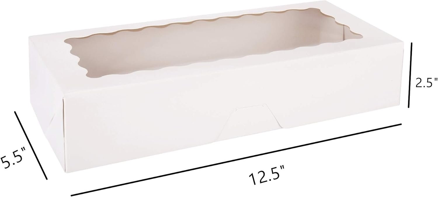 Produttore Scatole per Biscotti con Finestra e Logo Personalizzato 32 x 14 x 6 cm Bianche Auto-Popup Confezione da 20 per Pasticcini Fragole Marchio Bianco