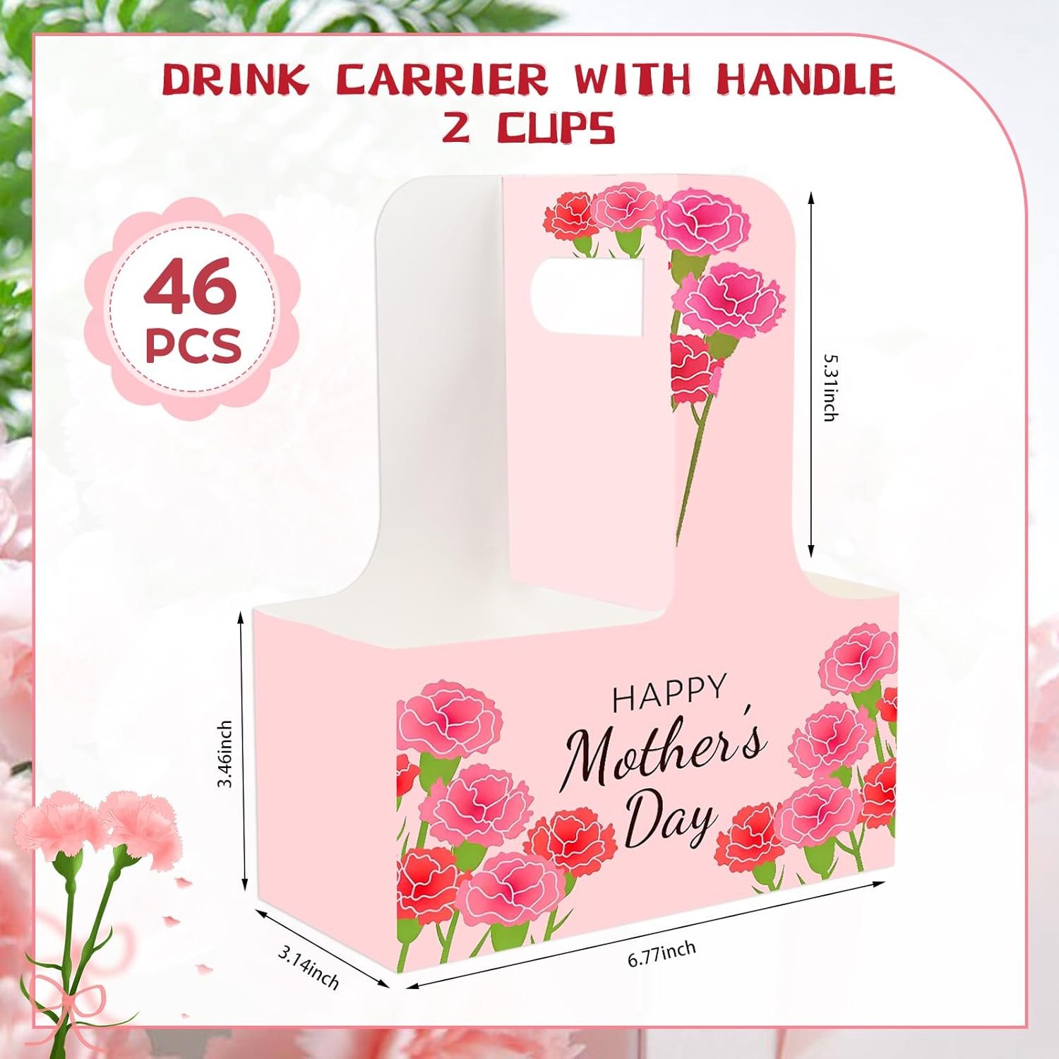 Fornitore Portabicchieri 2 Bicchieri con Maniglia Cartone Kraft Logo Personalizzato Confezione da 46 Portatile per Bevande Calde Fredde Festa della Mamma Insegnanti Marchio Bianco