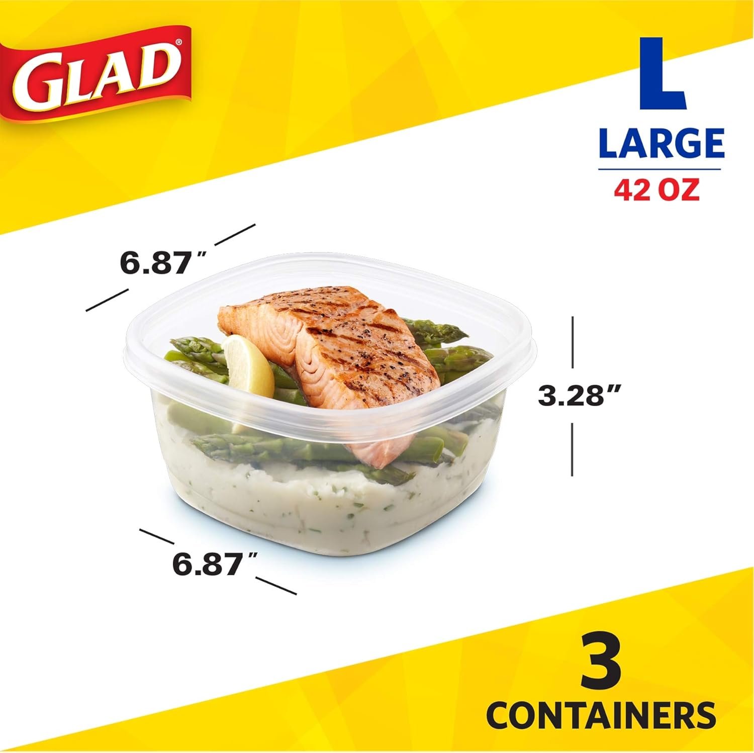 Contenitori Quadrati Alti per Alimenti con Logo Personalizzato e Coperchi in Plastica Libera da BPA per Preparazione Pasti e Pranzi con Marchio Bianco Chiusura a Tenuta Ermetica Idonei per Microonde e Lavastoviglie 42 Oz Confezione da 3 dal Produttore