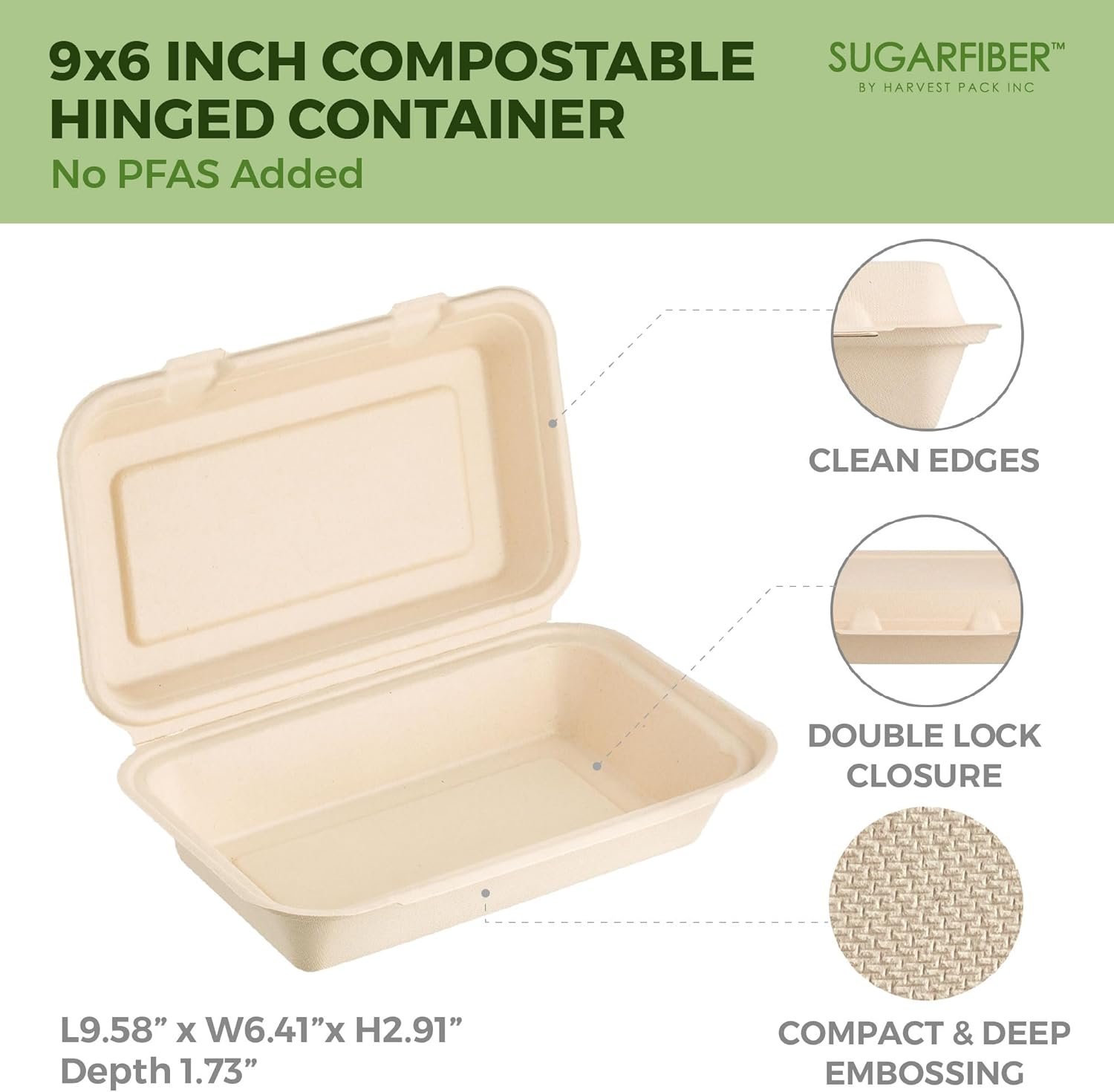 Marchio Bianco Contenitori a Guscio Compostabili 9 x 6