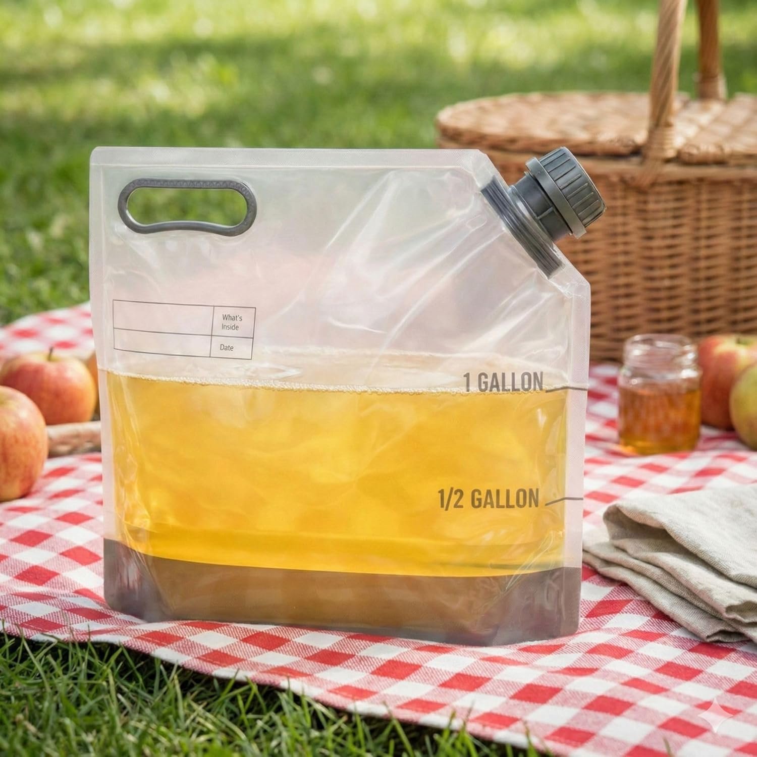 Produttore di Sacchetti per Bevande da 1 Gallone 10 Pezzi Collassabili con Tappi a Prova di Manomissione in Plastica Trasparente con Logo Personalizzato per Catering Campeggio ed Escursioni Manico Resistente Marchio Bianco