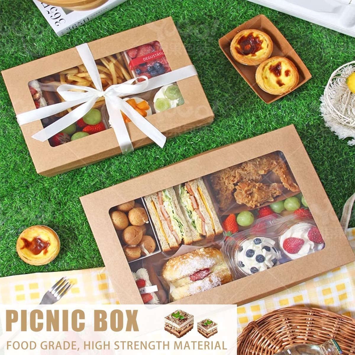 Marchio Bianco Scatole Pasticceria con Finestra Confezione da 10 30x20x8 cm Grandi per Biscotti Torte Muffin Pasticcini in Cartone per Asporto con Logo Personalizzato Fornitore Diretto