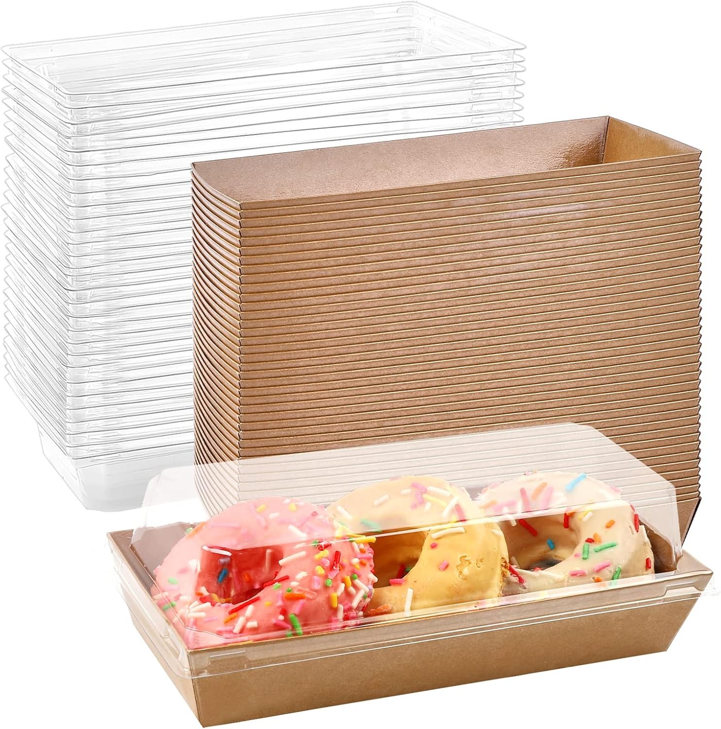 Fornitore Scatole Charcuterie con Coperchi Trasparenti 50 Confezioni Kraft con Logo Personalizzato per Pasticceria Biscotti Sandwich Cupcakes Fragole e Dessert da Asporto Marchio Bianco