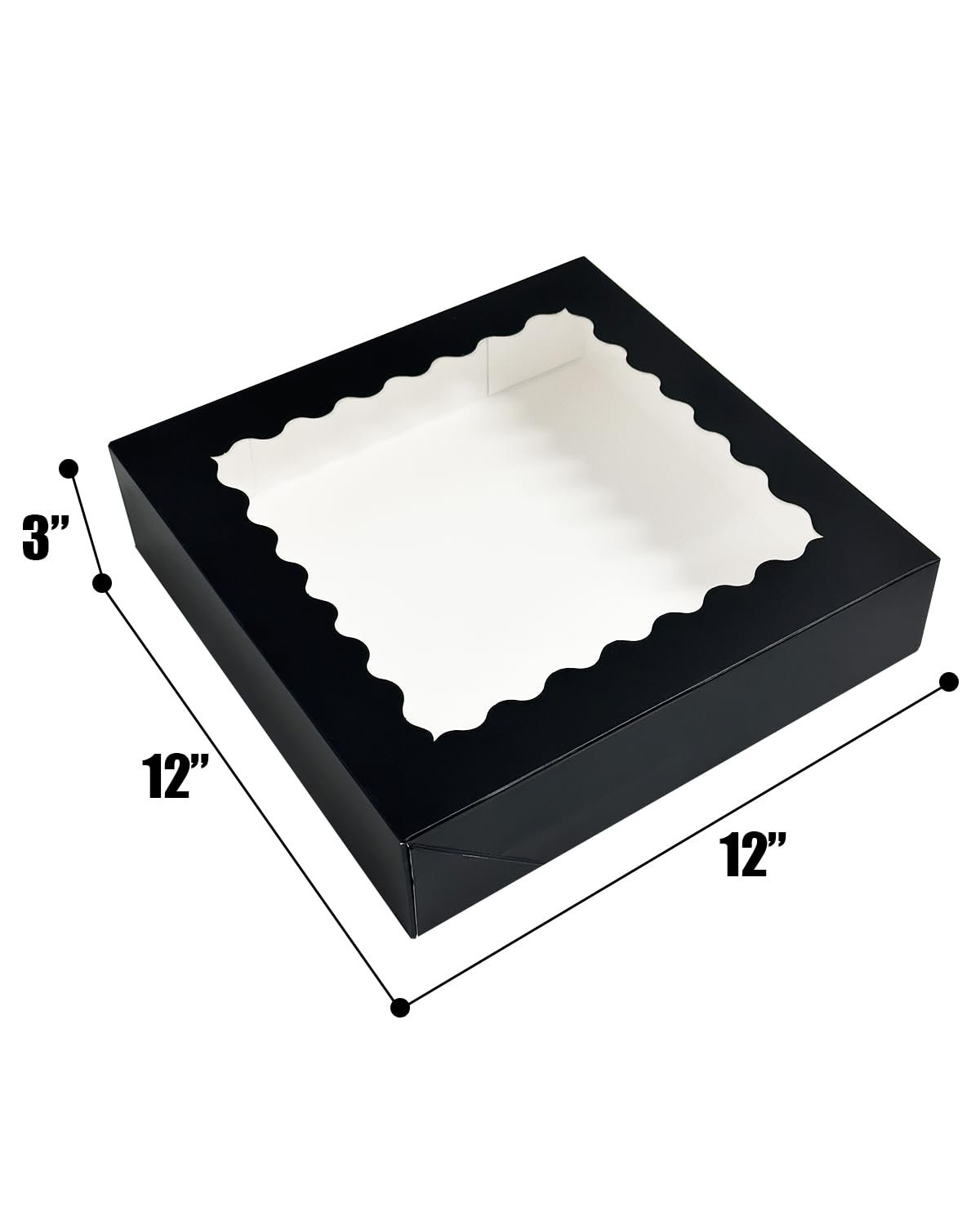Produttore Scatole Torte Nere 20 pz 12x12x3 inches Facili da Assemblare con Finestra Marchio Bianco per Macarons Biscotti Pasticceria Pop-Up Logo Personalizzato