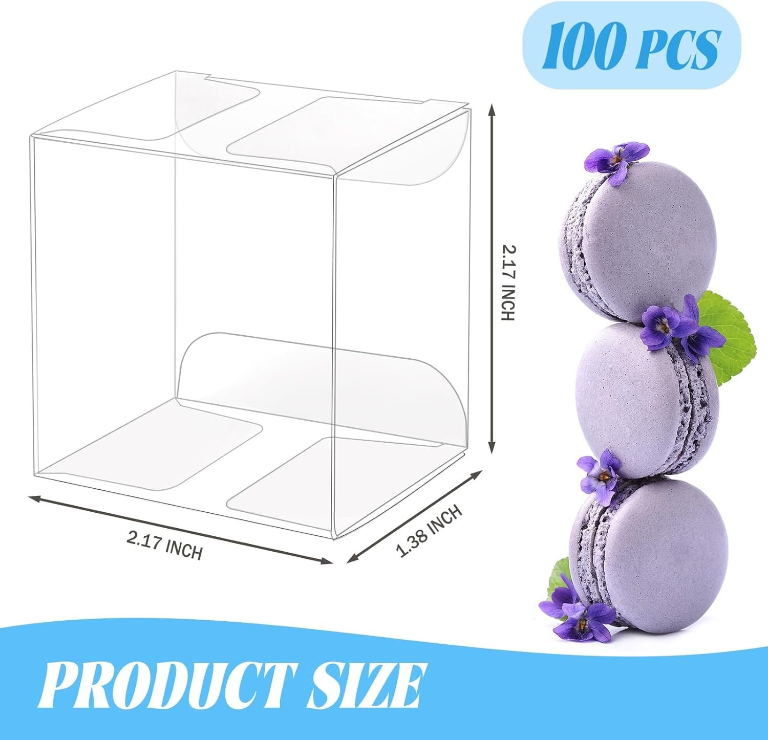 Logo Personalizzato - Confezione da 100 Scatole per Macaron Trasparenti in Plastica per Cioccolato Caramelle Biscotti Palline di Malto Mini Regali San Valentino Matrimonio Festa Baby Shower Marchio Bianco dal Produttore (2.17