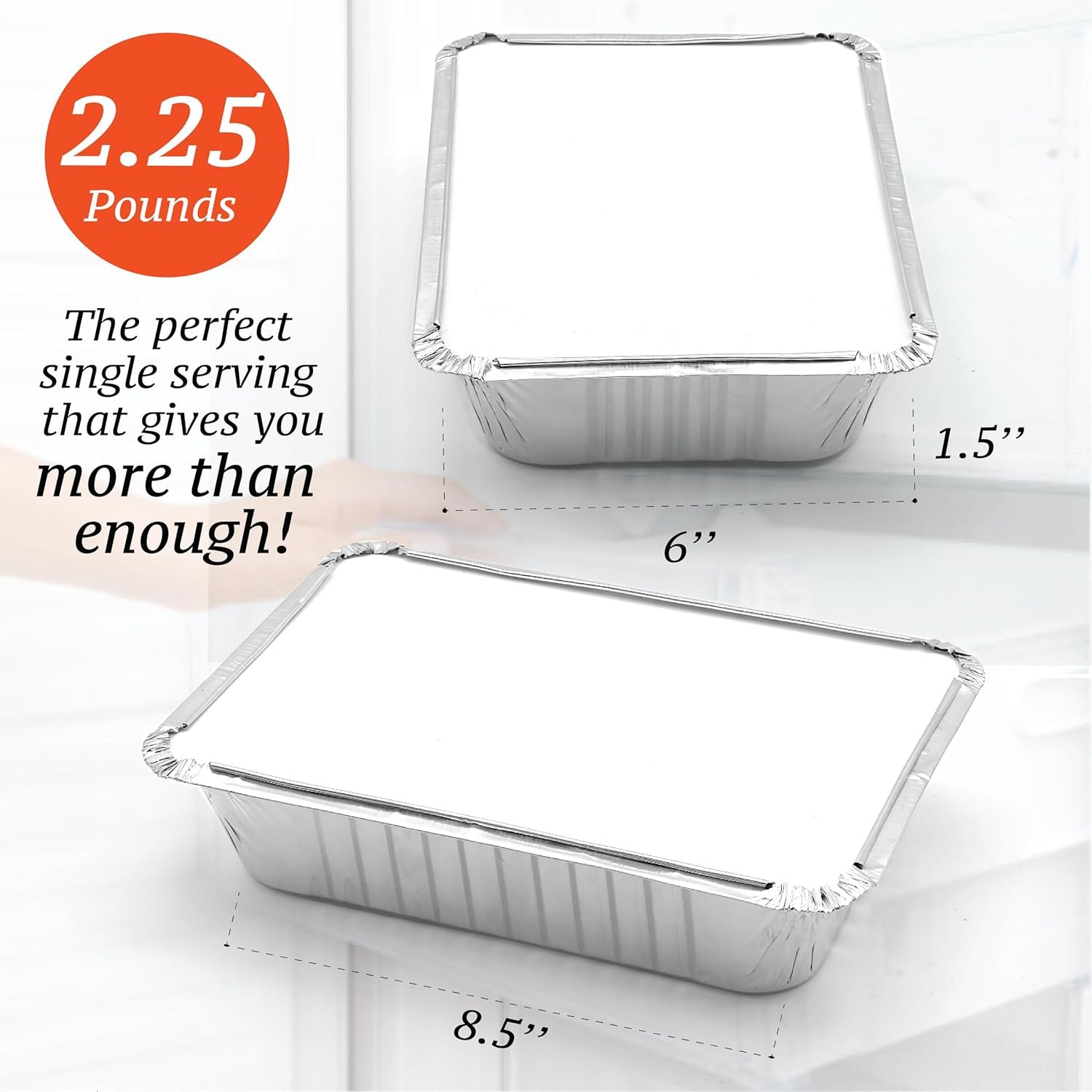 Produttore Contenitori Alluminio Asporto con Logo Personalizzato - Confezione 55 da 2.25 LB con Coperchi Scatole Lamina Resistente Calore Preparazione Pasti Asporto Surgelati Marchio Bianco