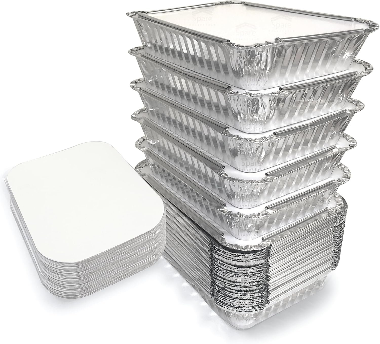 Produttore Contenitori Alluminio Asporto con Logo Personalizzato - Confezione 55 da 2.25 LB con Coperchi Scatole Lamina Resistente Calore Preparazione Pasti Asporto Surgelati Marchio Bianco