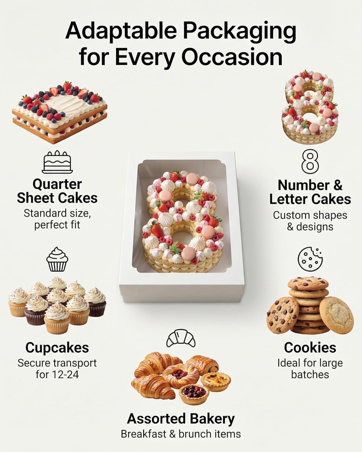 Fornitore 10pz Scatole Torte Quarter Sheet 14x10x4 Pollici Bianche Rettangolari con Finestra Logo Personalizzato per Pasticceria Donuts Cupcakes Biscotti Pie con 80 Adesivi Marchio Bianco Fornitore 10pz Scatole Torte Quarter Sheet 14x10x4 Pollici Bianche Rettangolari con Finestra Logo Personalizzato per Pasticceria Donuts Cupcakes Biscotti Pie con 80 Adesivi Marchio Bianco