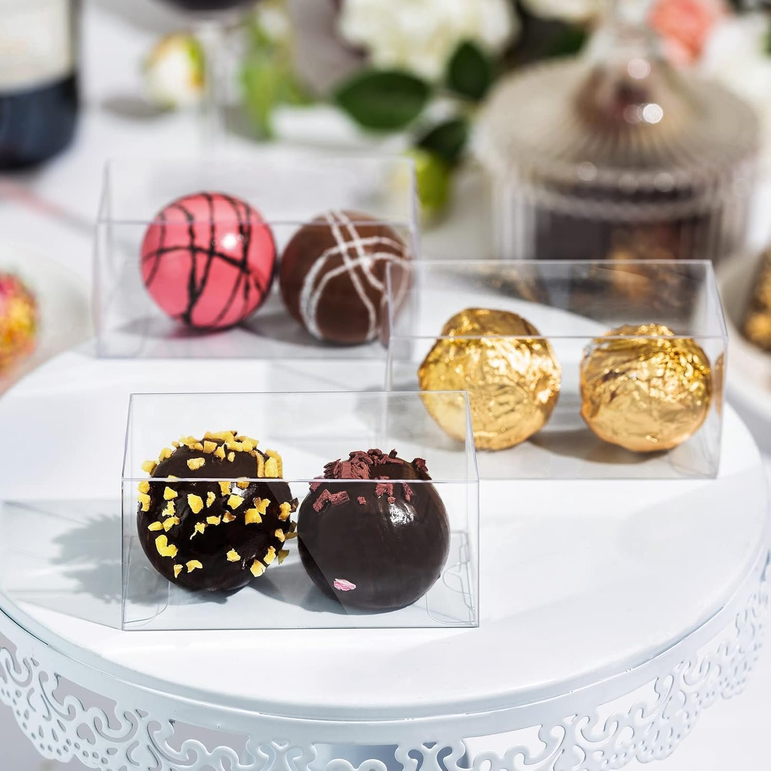 Produttore Scatole Trasparenti Piccole con Logo Personalizzato (3.1 x 1.5 x 1.5 pollici 45 Pz) per 2 Tartufi Bomboniere Matrimonio Festa Regali Marchio Bianco Produttore Scatole Trasparenti Piccole con Logo Personalizzato (3.1 x 1.5 x 1.5 pollici 45 Pz) per 2 Tartufi Bomboniere Matrimonio Festa Regali Marchio Bianco