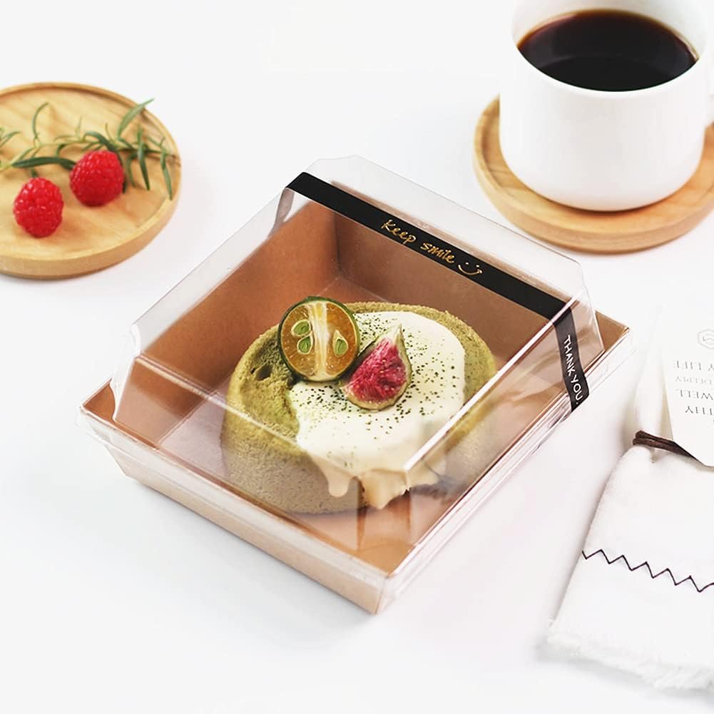 Fornitore Scatole piccole per Charcuterie con coperchi trasparenti contenitori monouso carta da asporto logo personalizzato 5 pollici per panini biscotti pasticcini fette torta marchio bianco marrone 50 pezzi